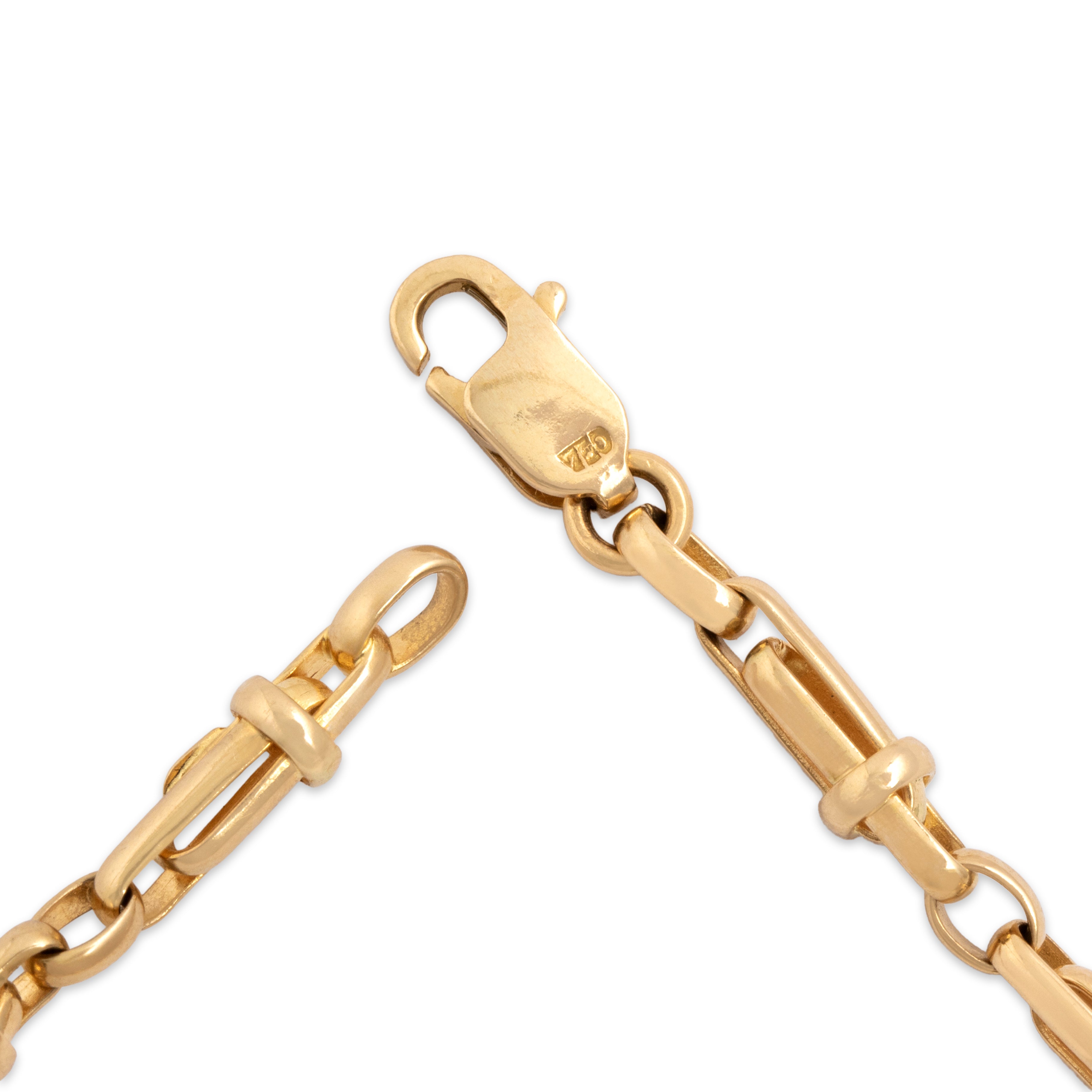 Vintage 18k Yellow Gold Wonderful Dimensional Wrapped Bar Link Bracelet - clasp view