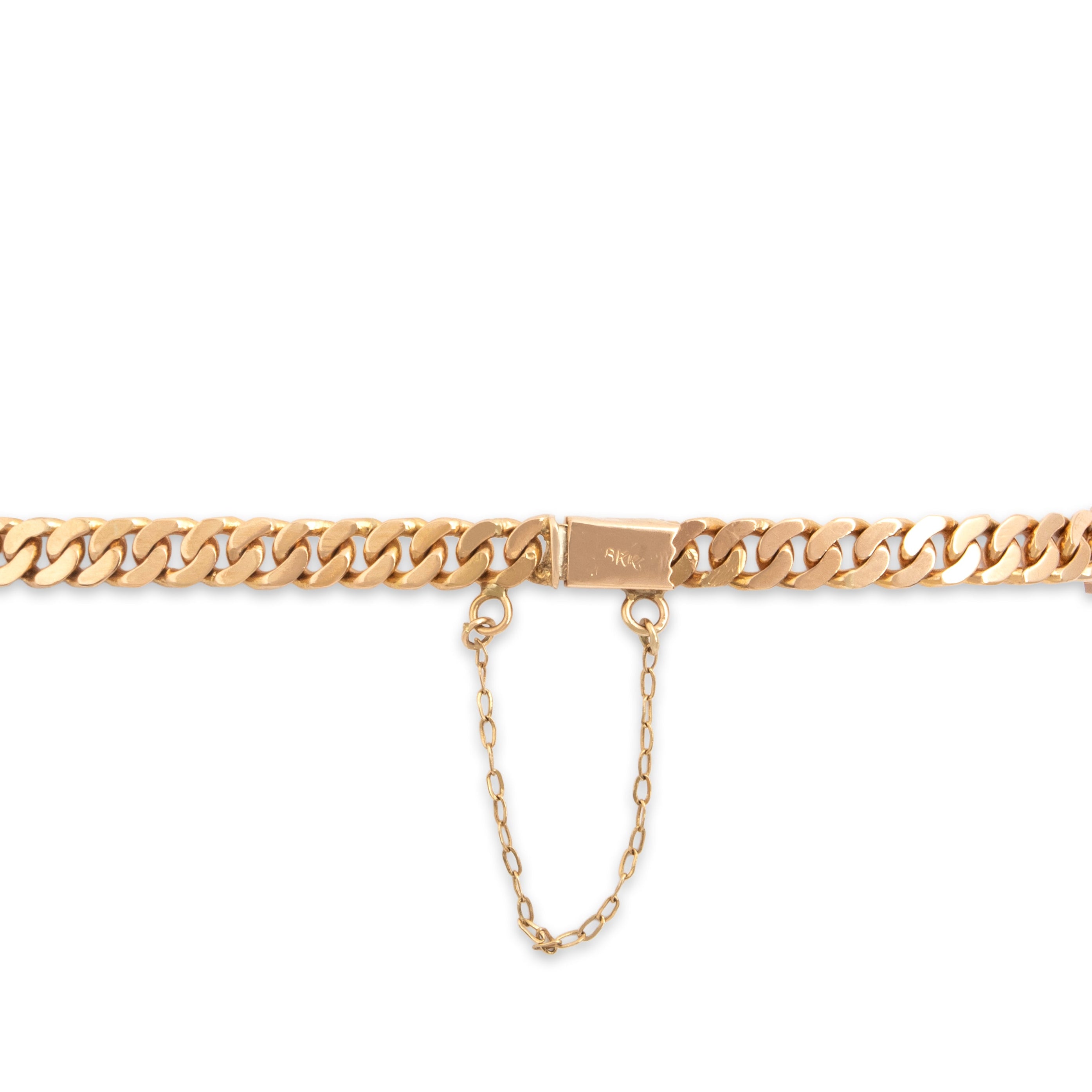 Vintage 18k Rosy Yellow Gold & 14k Rosy Yellow Gold 2.85cttw Jade Fantastic Oblong Station Curb Chain Bracelet - detail view #3