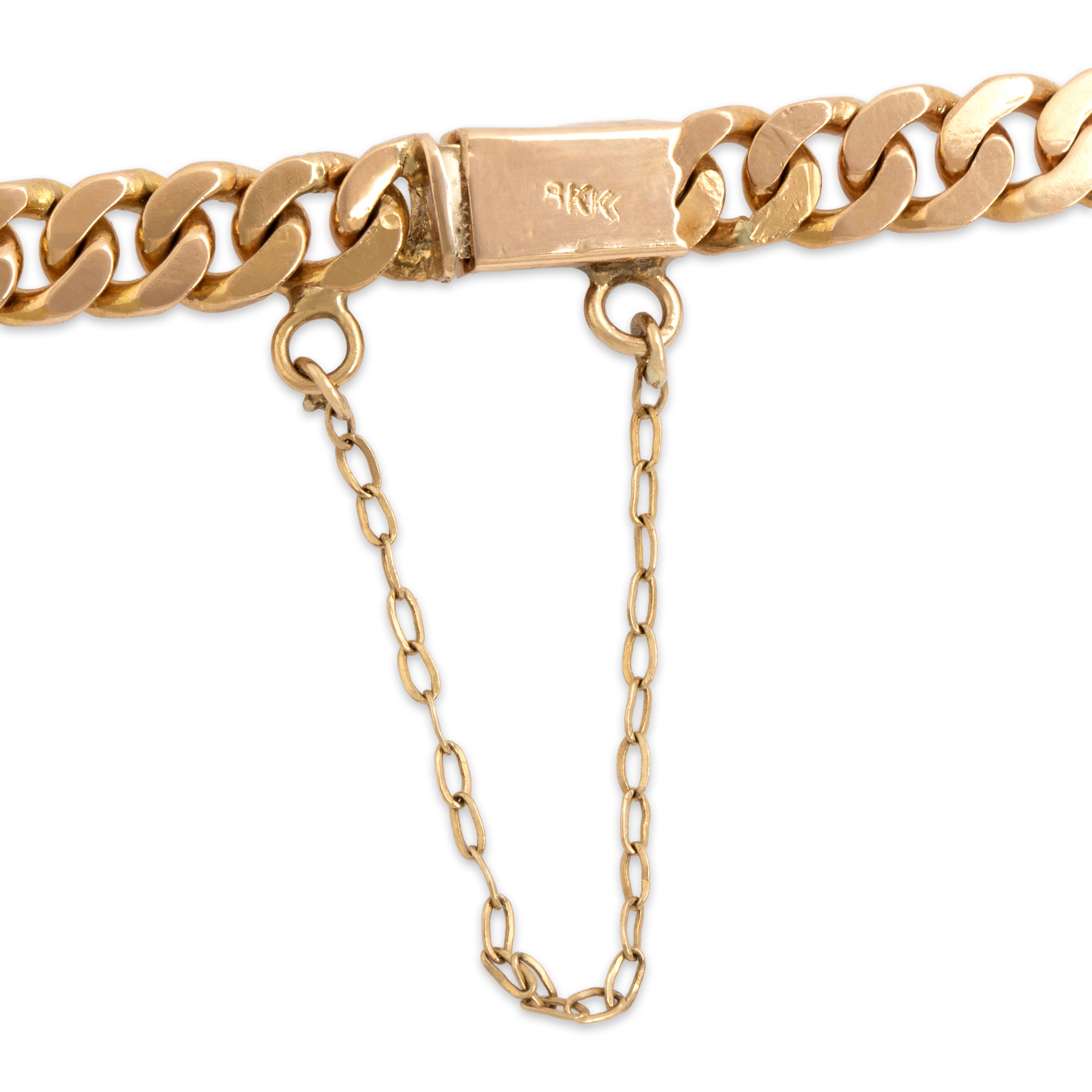 Vintage 18k Rosy Yellow Gold & 14k Rosy Yellow Gold 2.85cttw Jade Fantastic Oblong Station Curb Chain Bracelet - detail view #2