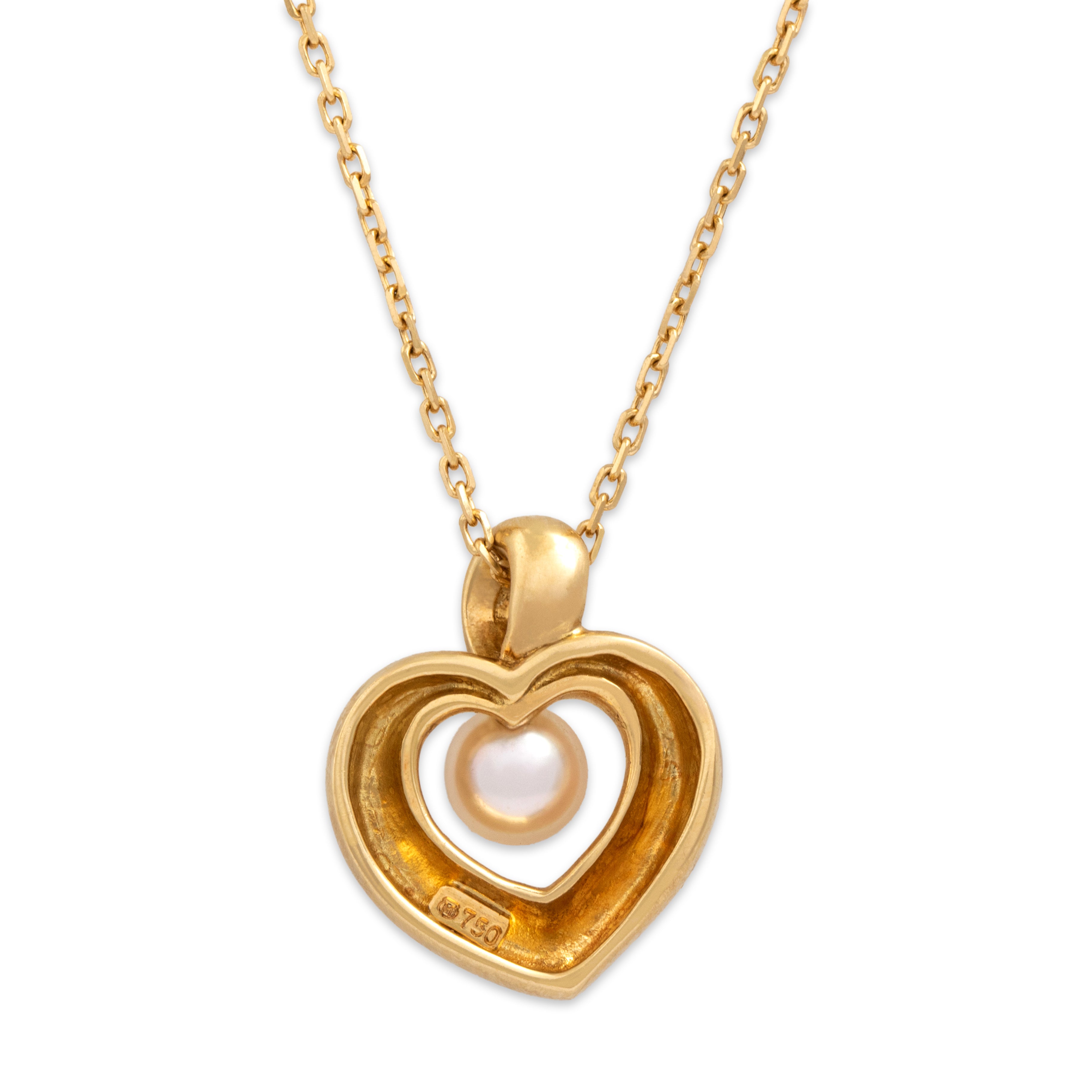 Vintage Mikimoto 18k Yellow Gold Pearl Romantic Floating Pearl Pendant - Back view
