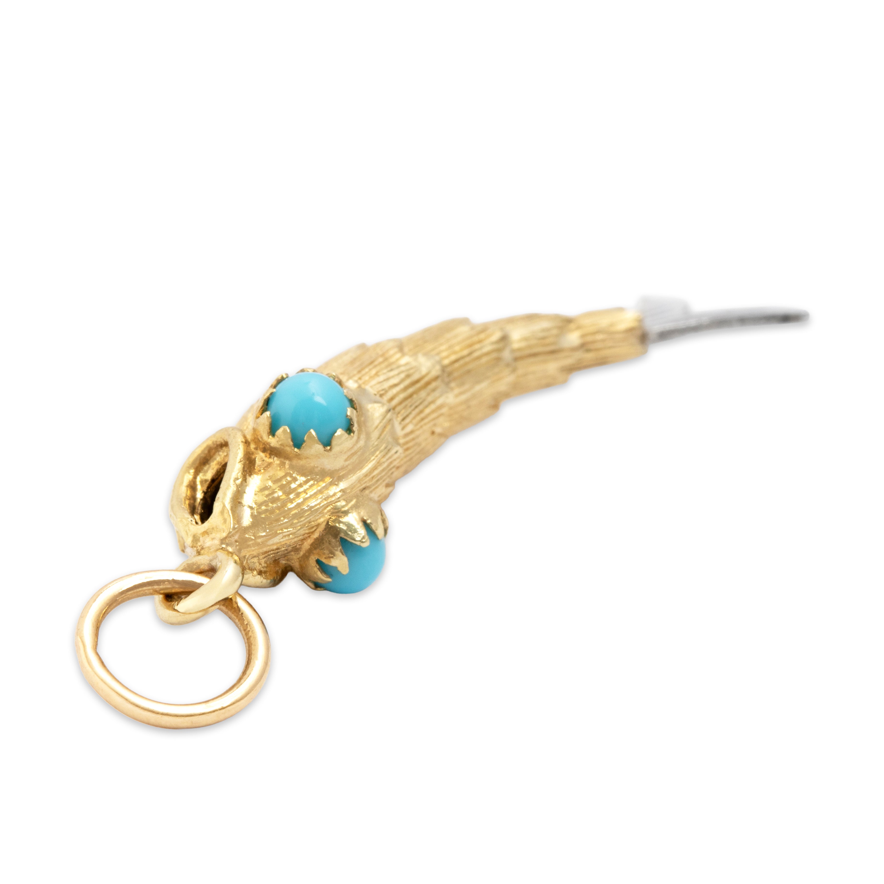Vintage 14k Yellow & White Gold Blue Glass Curious Swimming Minnow Charm / Pendant - detail view #2