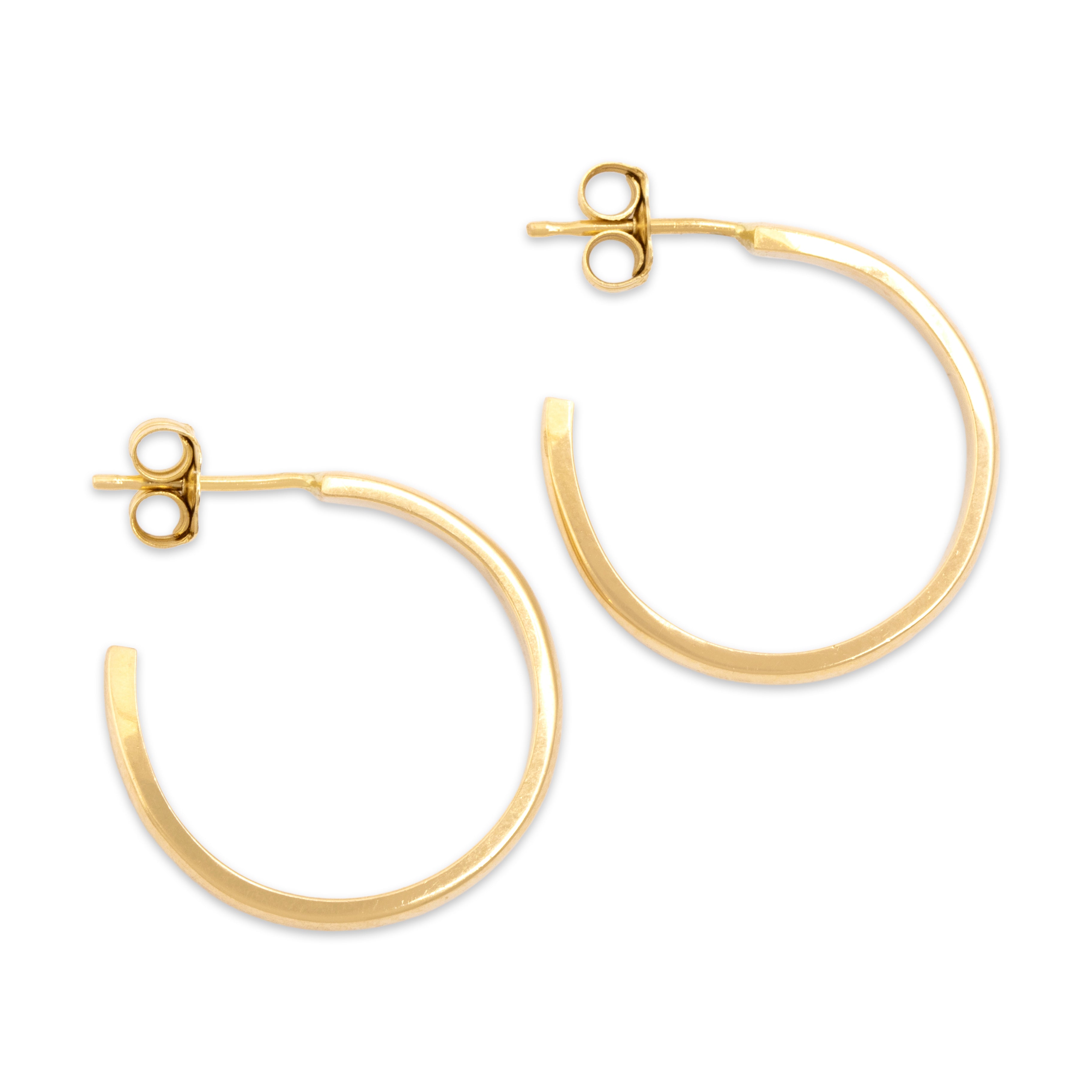 Vintage 14k Yellow Gold Sleek Everyday Hoop Earrings