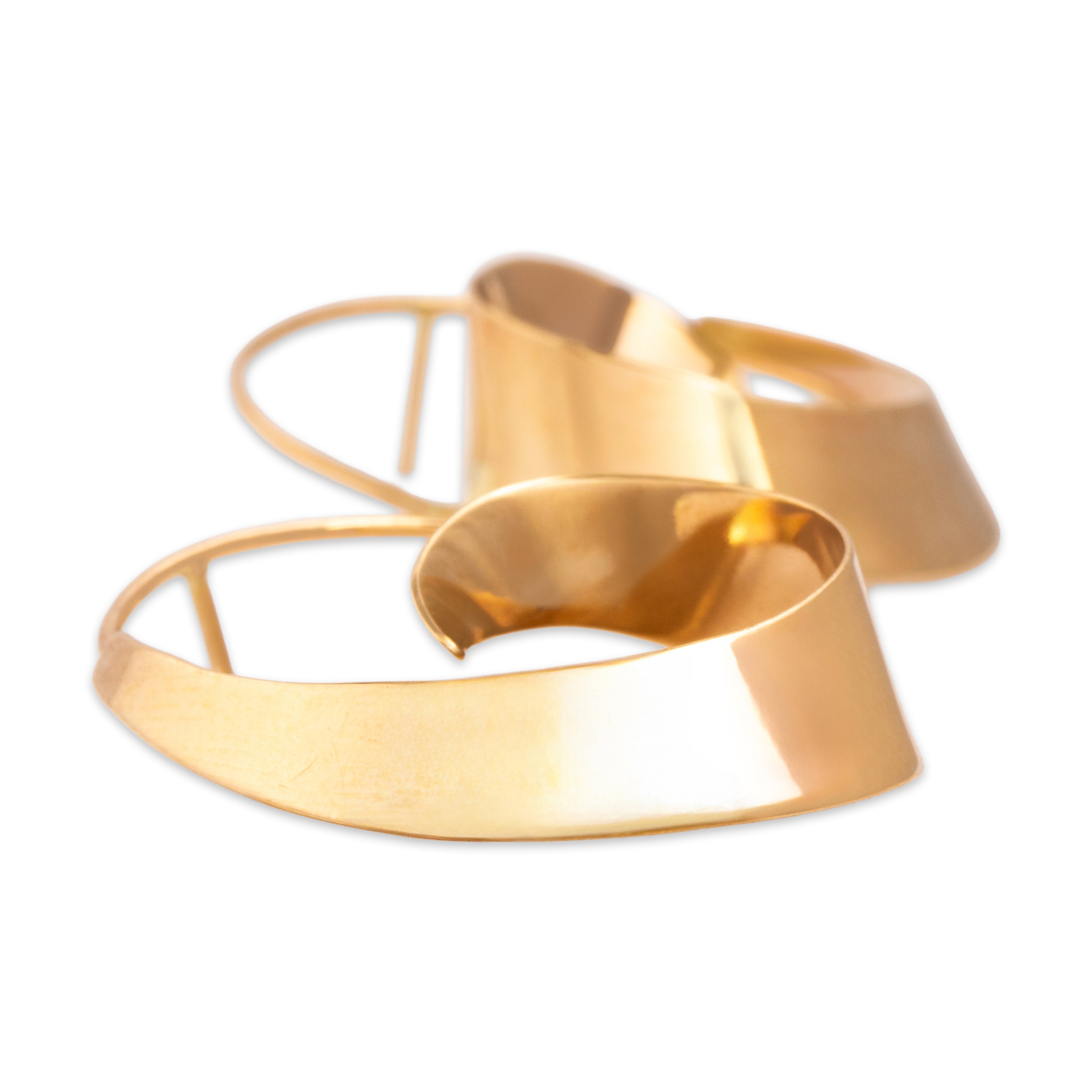 Vintage Large 14k Yellow Gold Abstract Swirl Stud Earrings - Side view