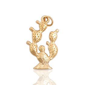 Vintage 14k Yellow Gold Prickly Pear Cactus Charm / Pendant