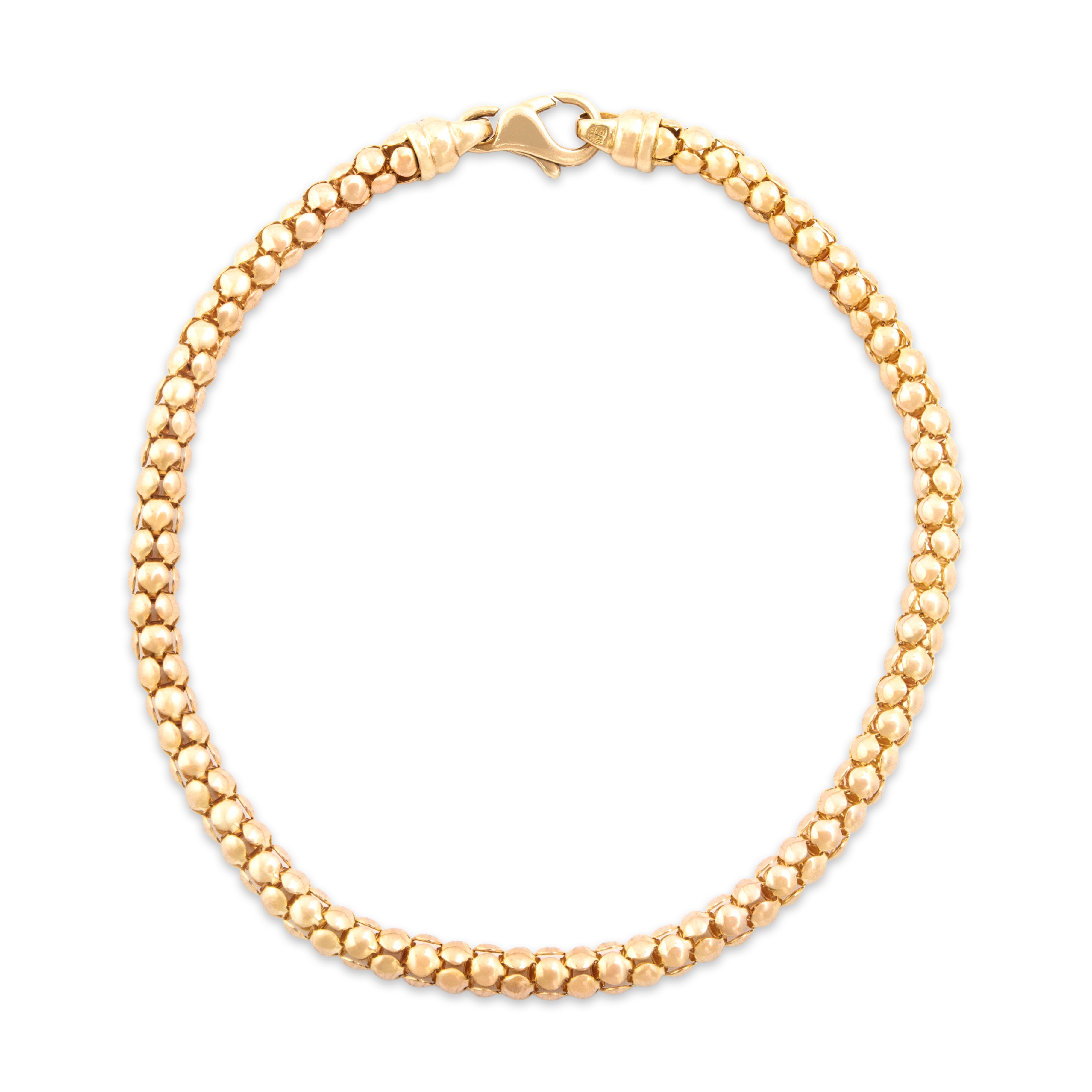 Vintage Italian 14k Yellow Gold Fantastic Open Bubble Link Bracelet - Close-up view