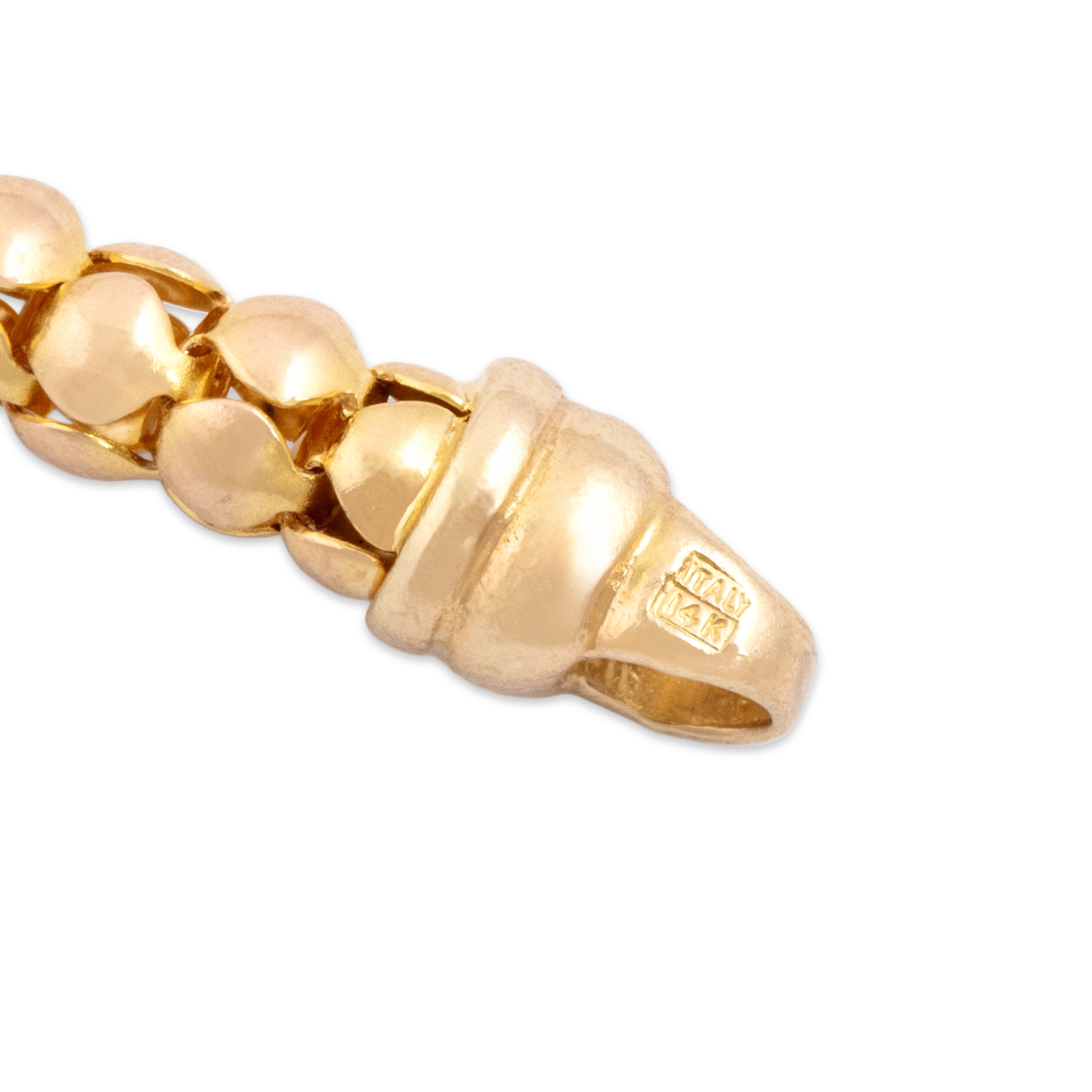 Vintage Italian 14k Yellow Gold Fantastic Open Bubble Link Bracelet - Hallmark view