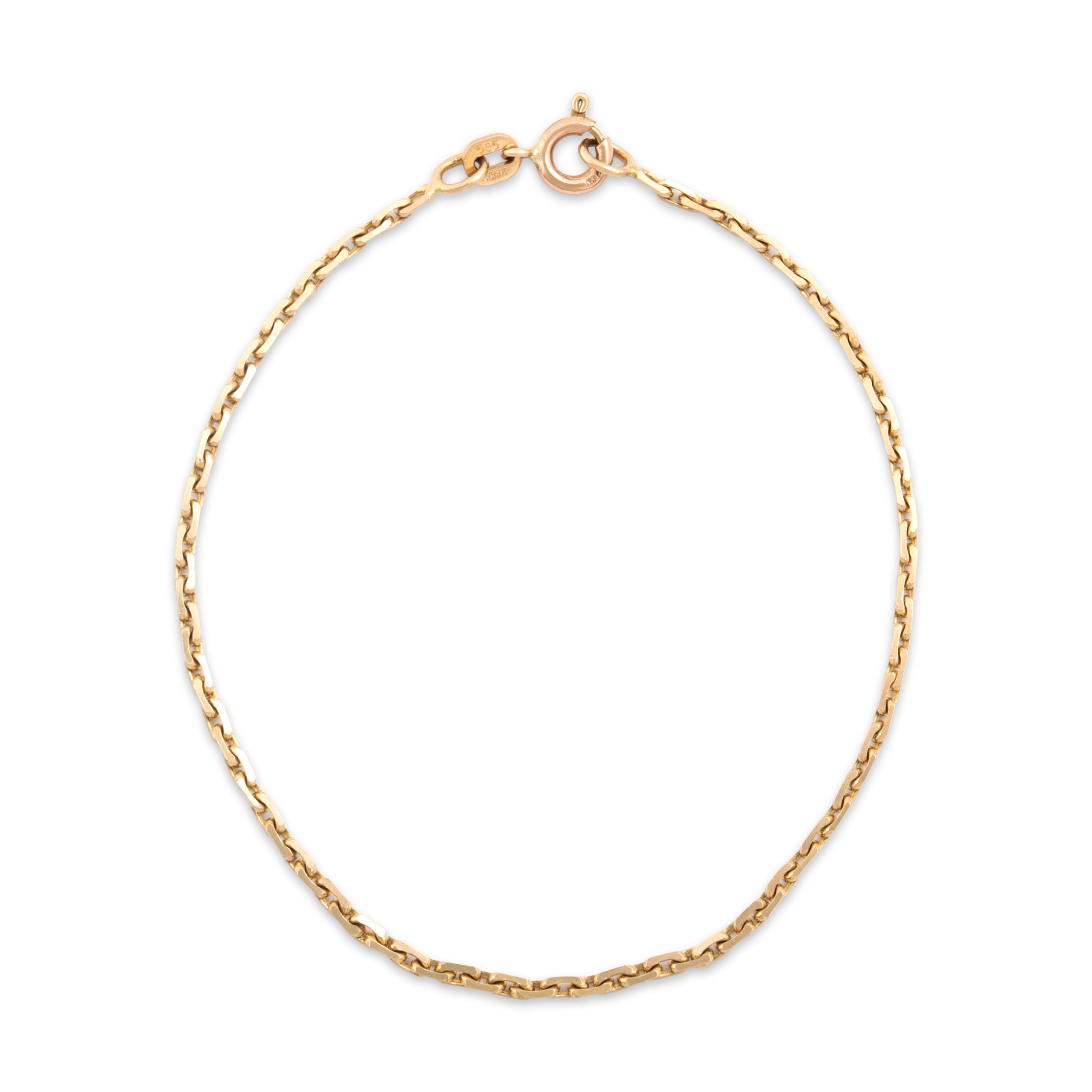Vintage Italian 10k & 14k Yellow Gold Sleek Diamond-Cut Cable Link Bracelet - Close-up view