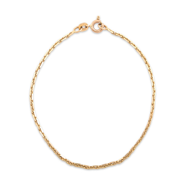 Vintage Italian 10k & 14k Yellow Gold Sleek Diamond-Cut Cable Link Bracelet 7