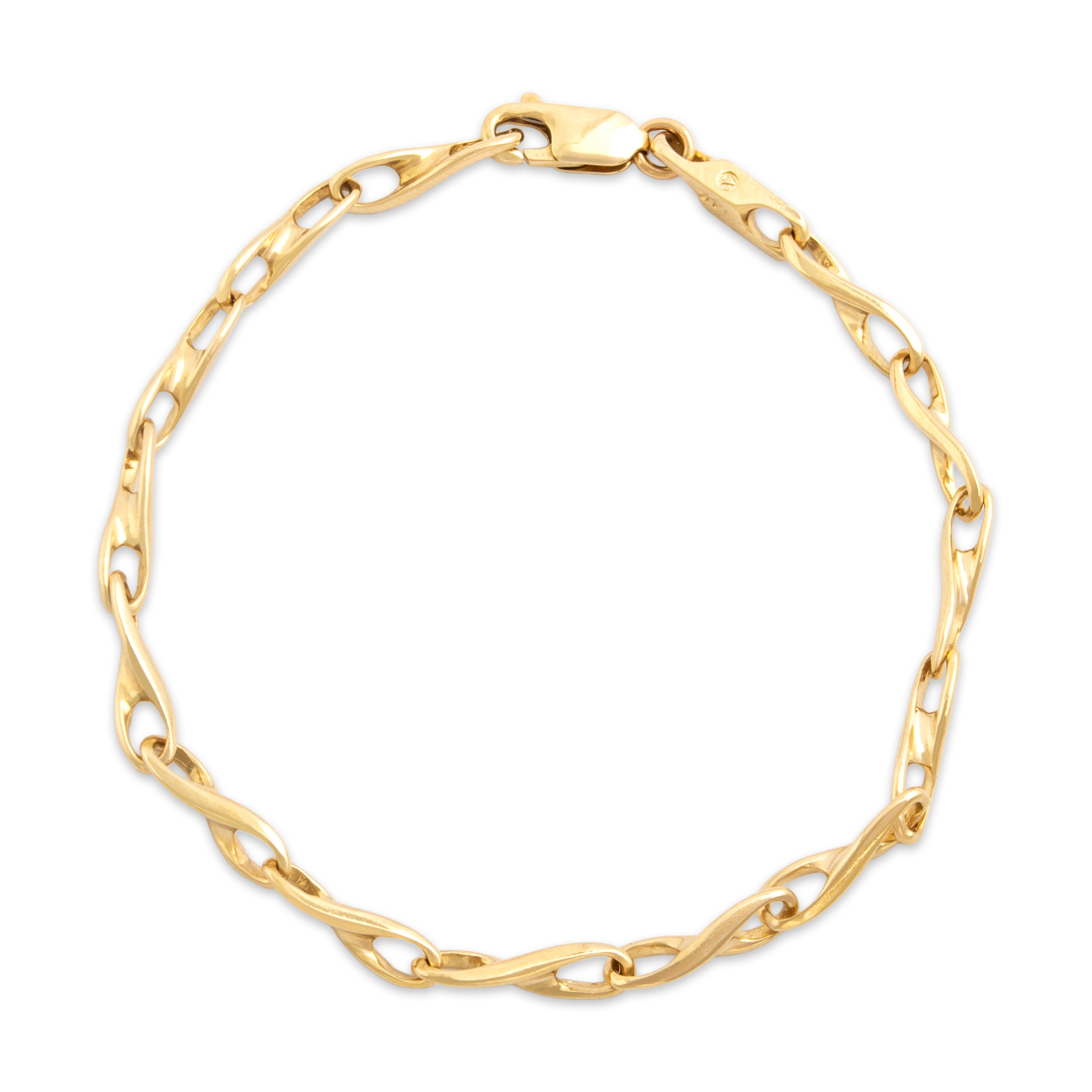 Vintage 14k Yellow Gold Stylized Figure-8 Link Bracelet 7