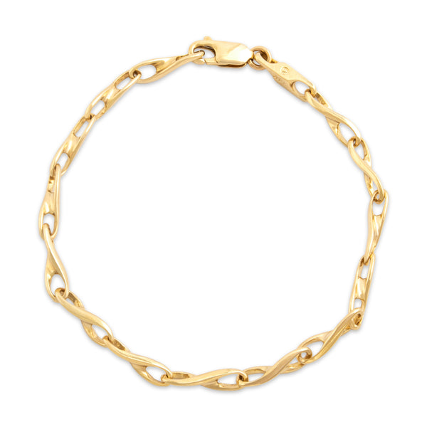 Vintage 14k Yellow Gold Stylized Figure-8 Link Bracelet 7