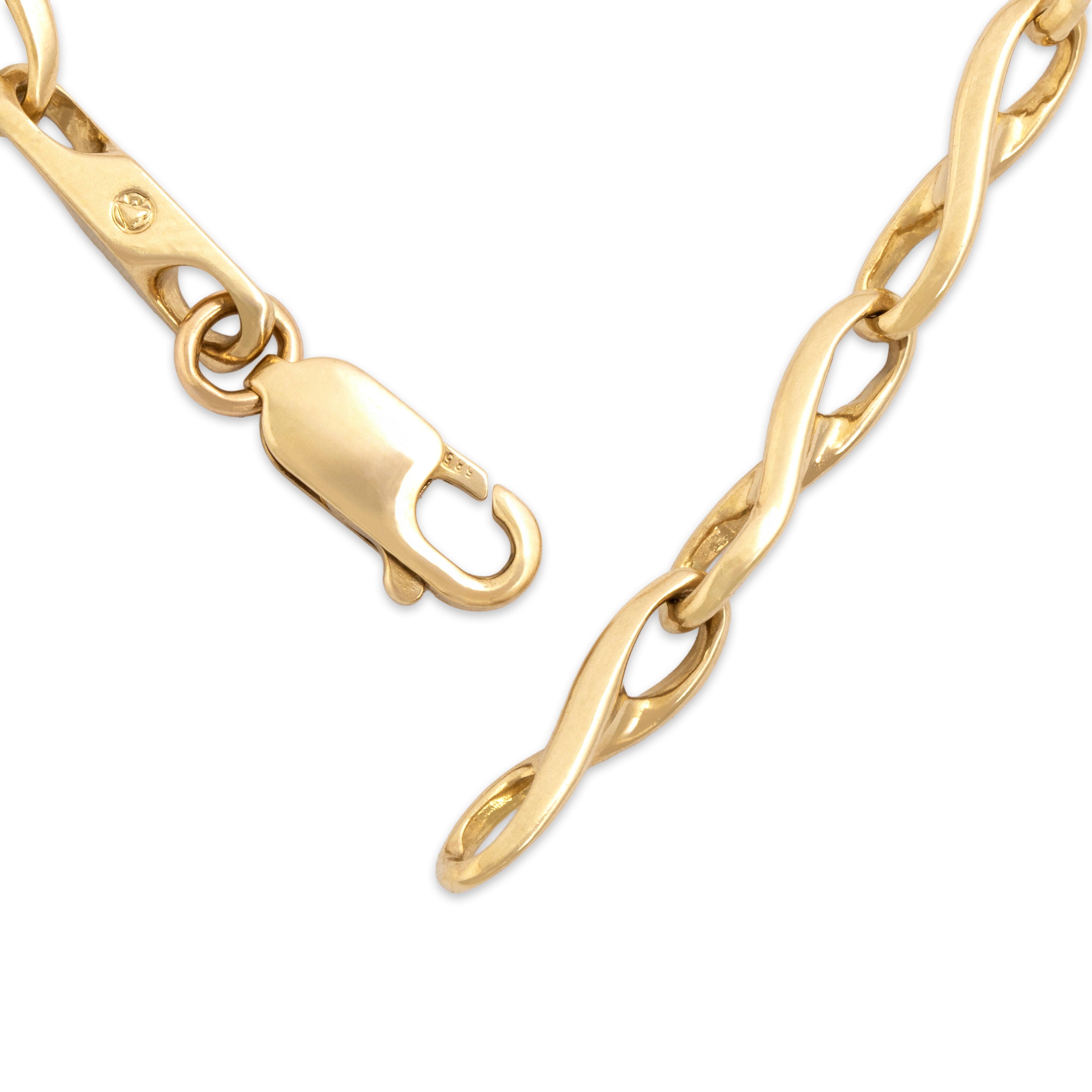 Vintage 14k Yellow Gold Stylized Figure-8 Link Bracelet 7