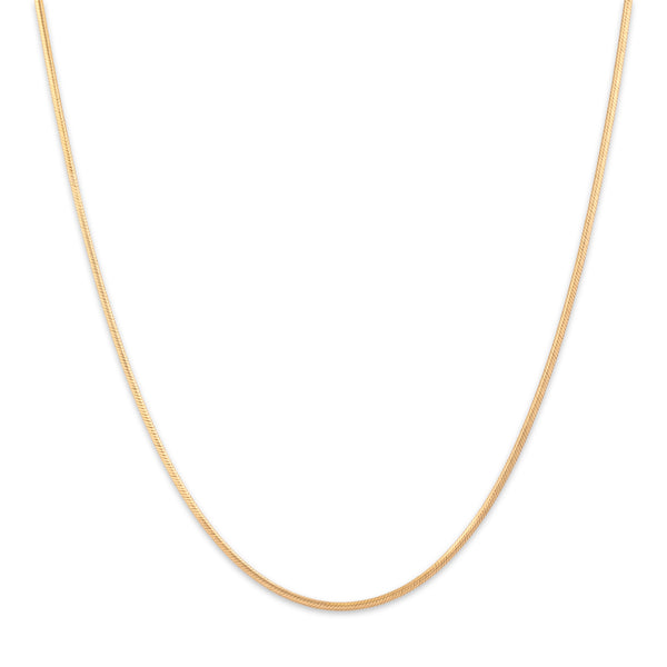 Vintage Italian 14k Yellow Gold Sleek Boxy 1.1mm Snake Chain 18.5