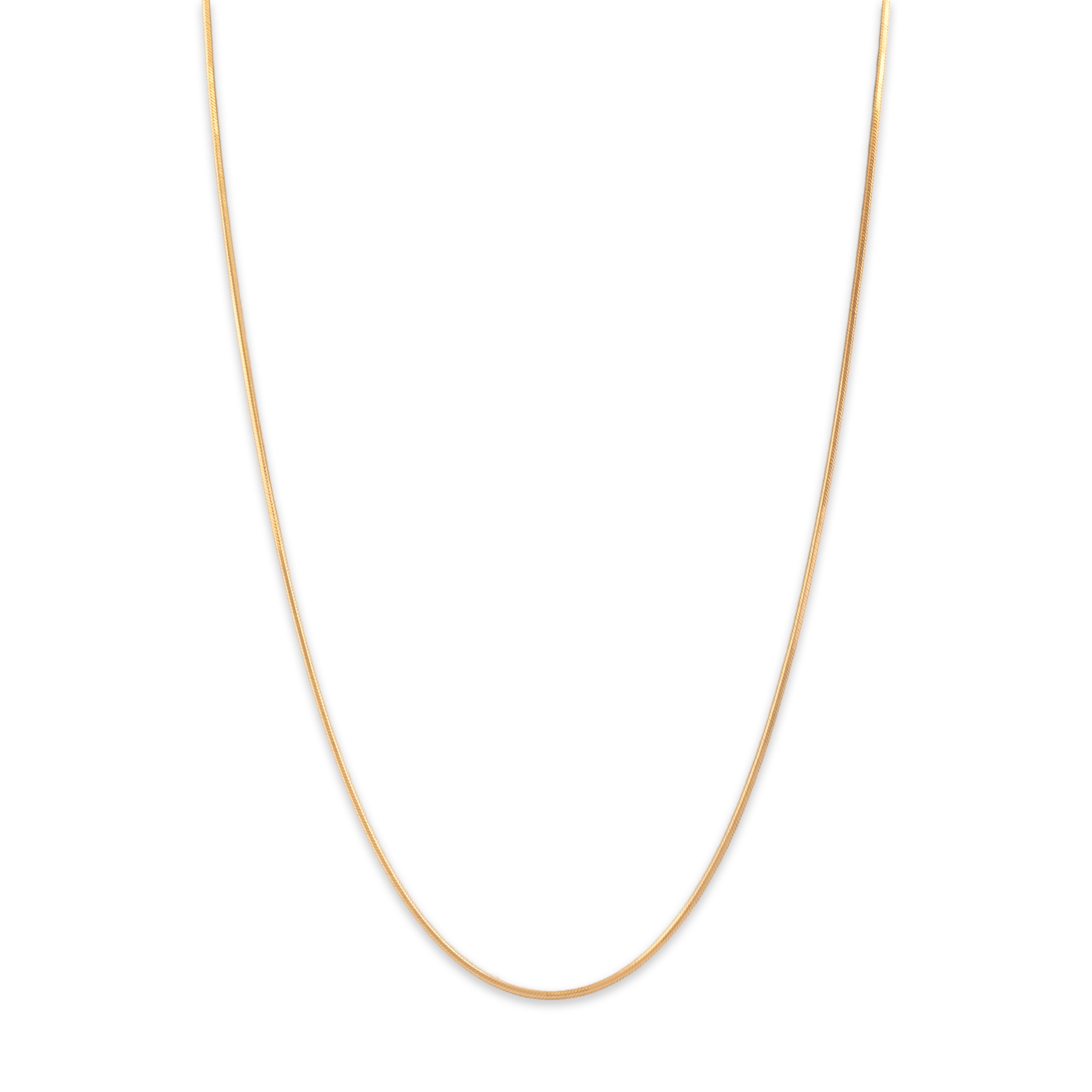 Vintage Italian 14k Yellow Gold Sleek Boxy Snake Link 1.1mm Chain - Close-up view