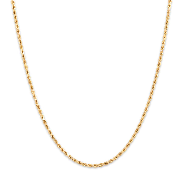 Vintage 14k Yellow Gold Gleaming Rope Link 1.7mm Chain 20