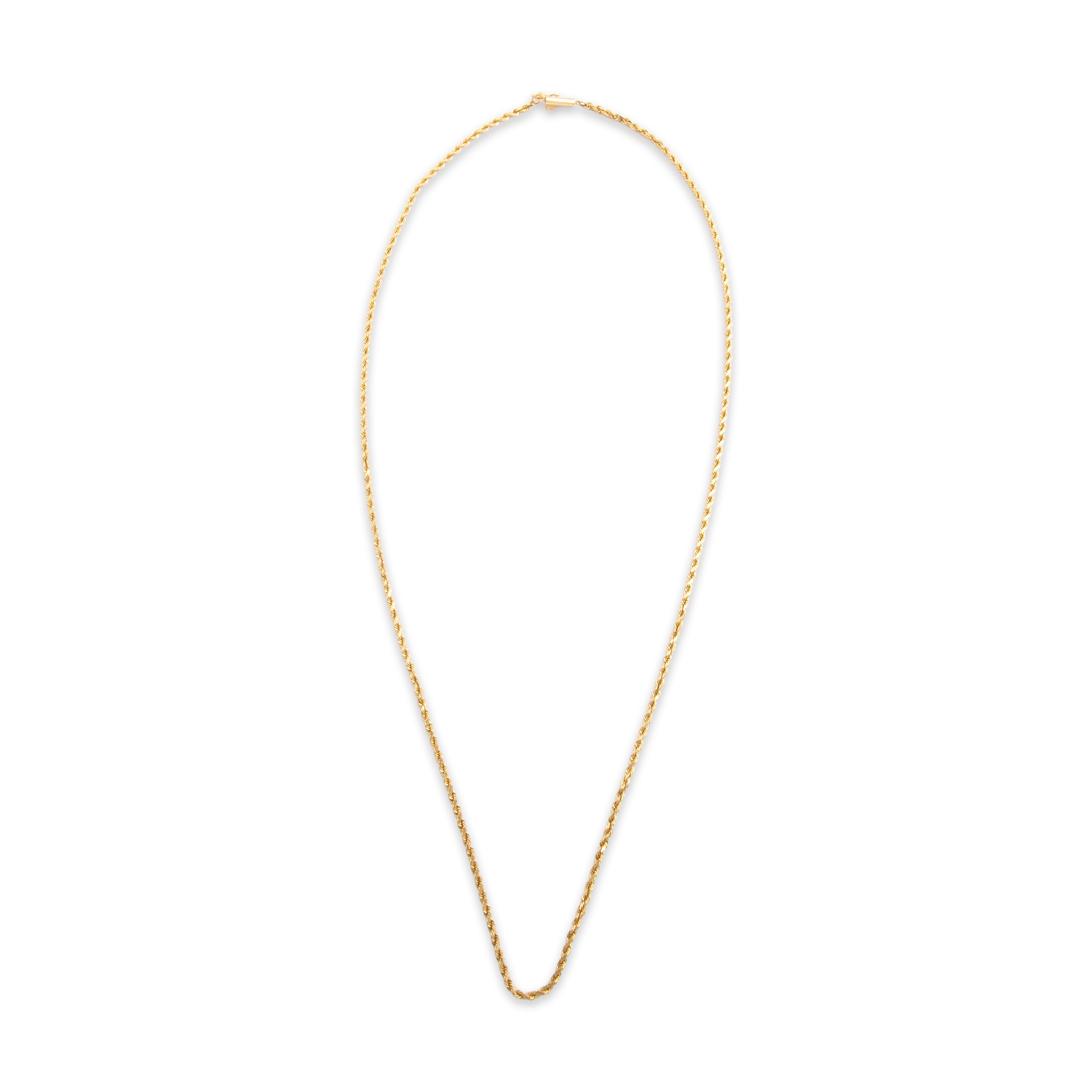 Vintage 14k Yellow Gold Gleaming Rope Link 1.7mm Chain - Overall view