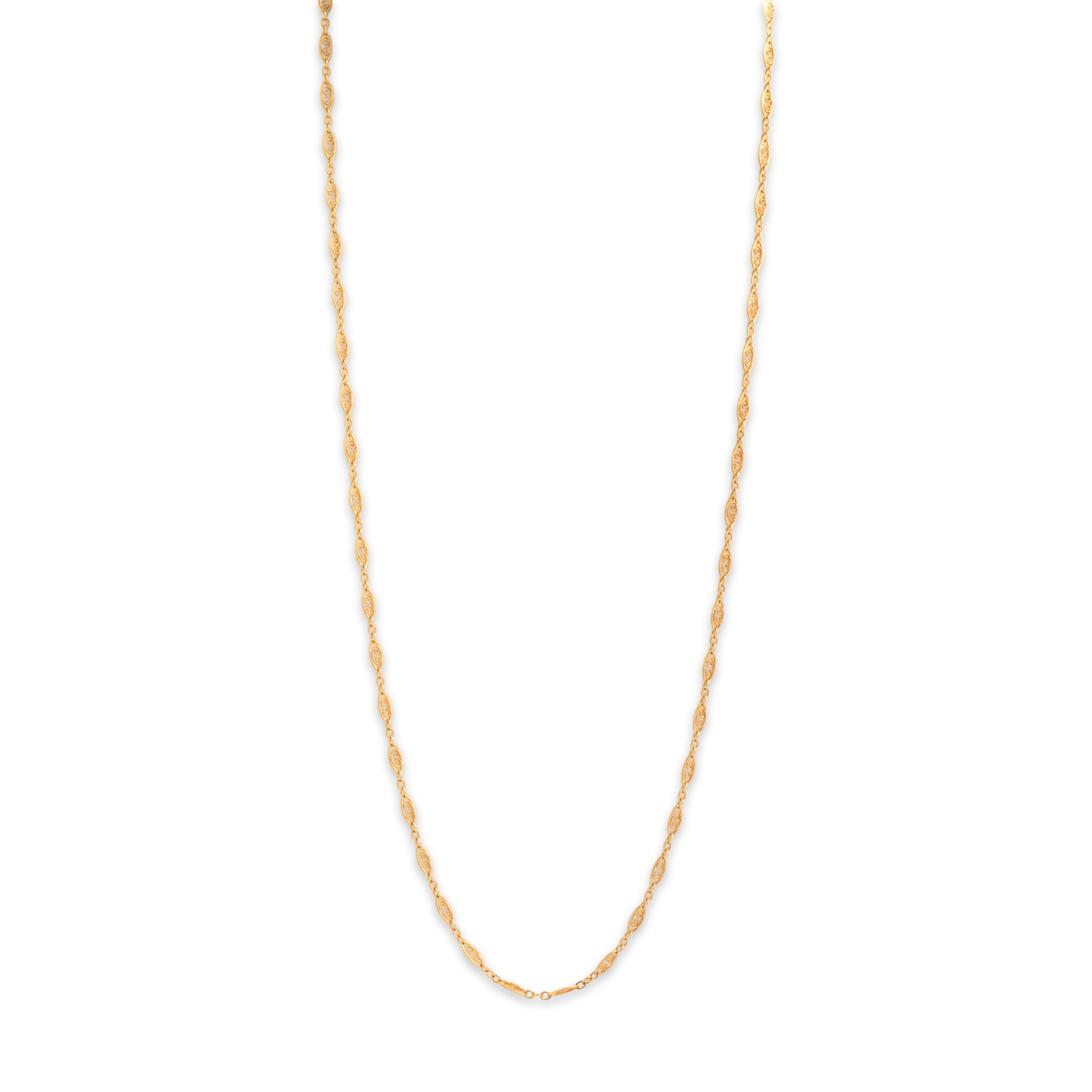 Vintage 14k Yellow Gold Open Filigree Necklace - detail view #1
