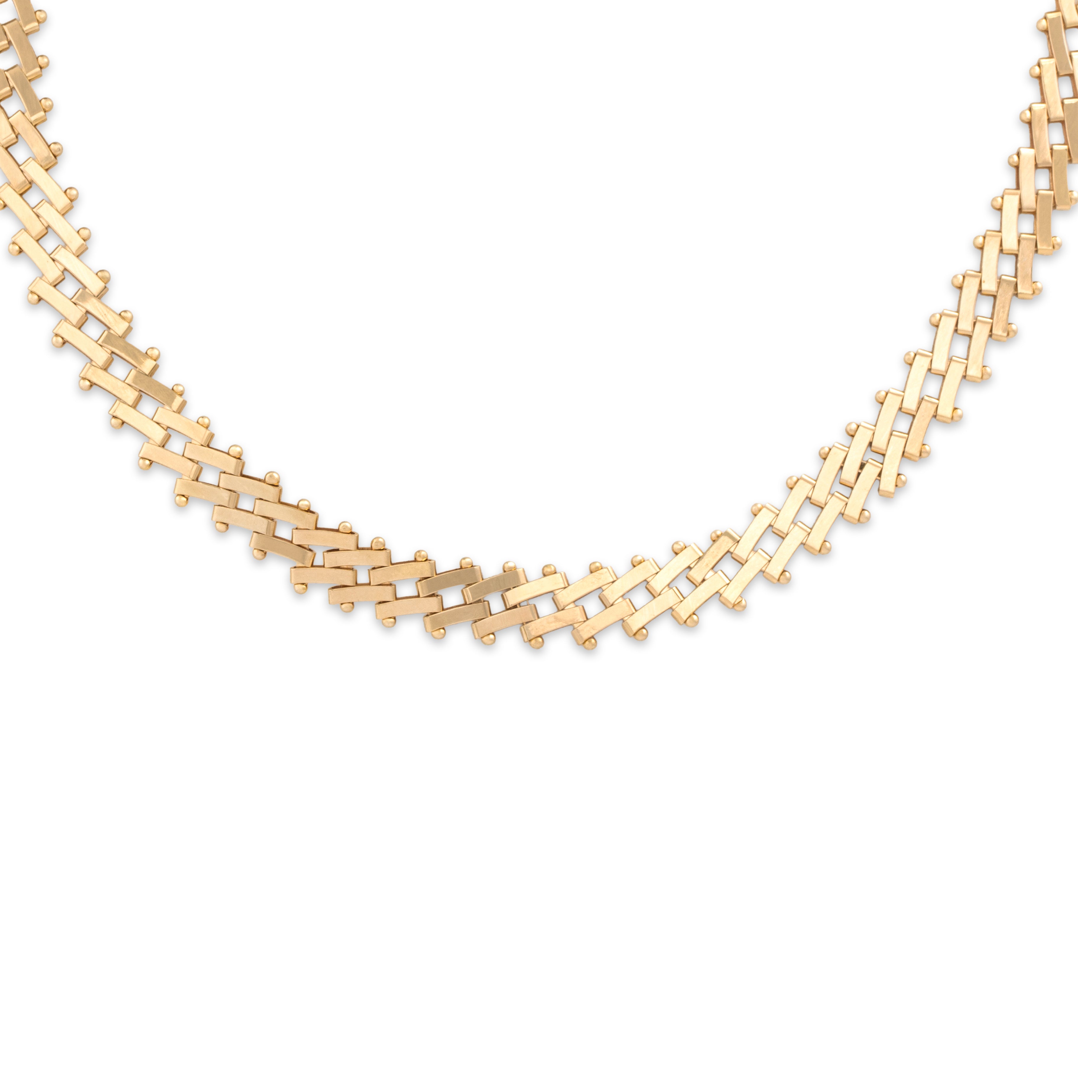 Vintage Italian 14k Yellow Gold Superb Diagonal Bar Link Necklace - detail view #2
