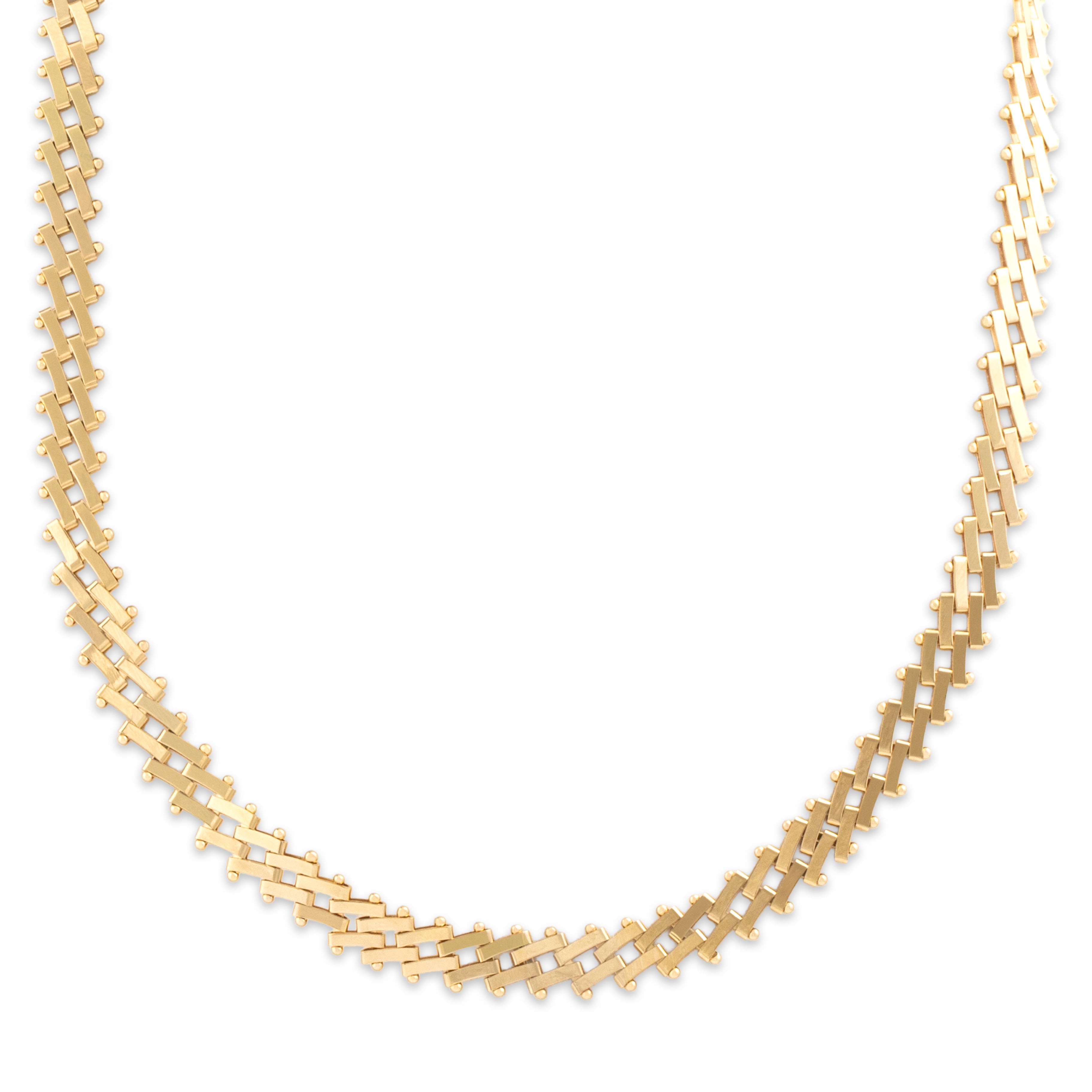 Vintage Italian 14k Yellow Gold Superb Diagonal Bar Link Necklace - detail view #3