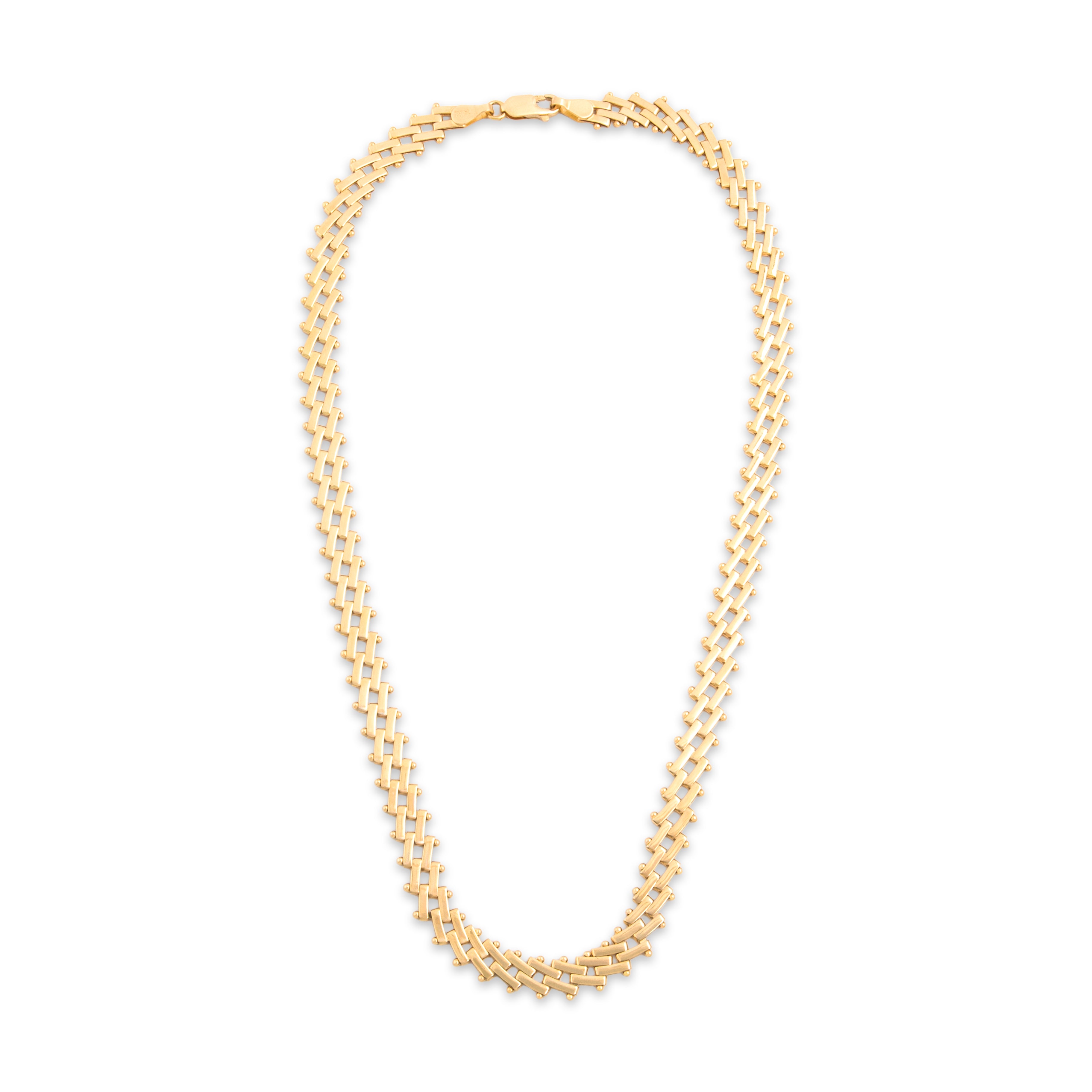 Vintage Italian 14k Yellow Gold Superb Diagonal Bar Link Necklace - Overall view