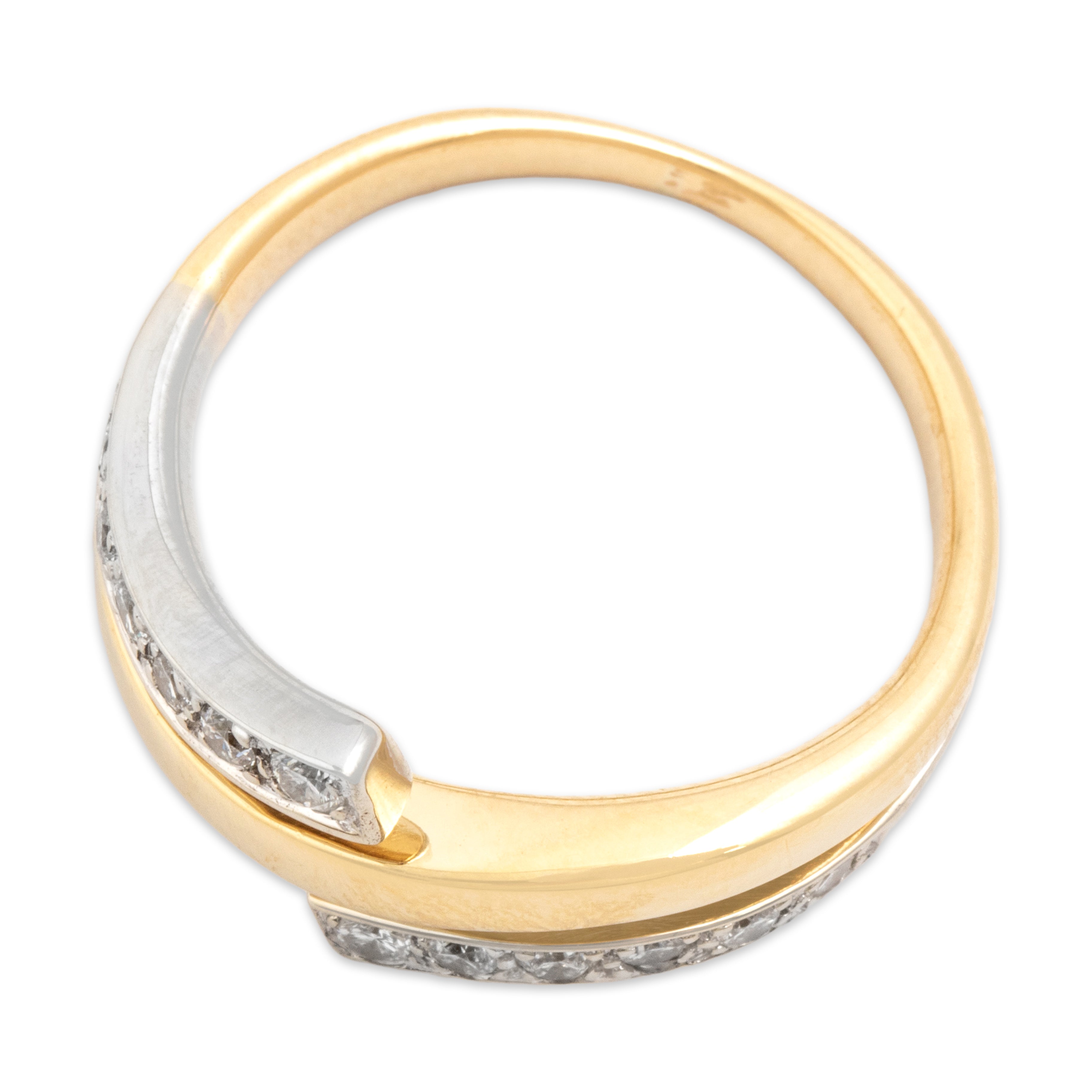 Vintage Heavy 18k Yellow & White Gold Diamond Spectacular Wavy Wrap Band Ring - Overall view