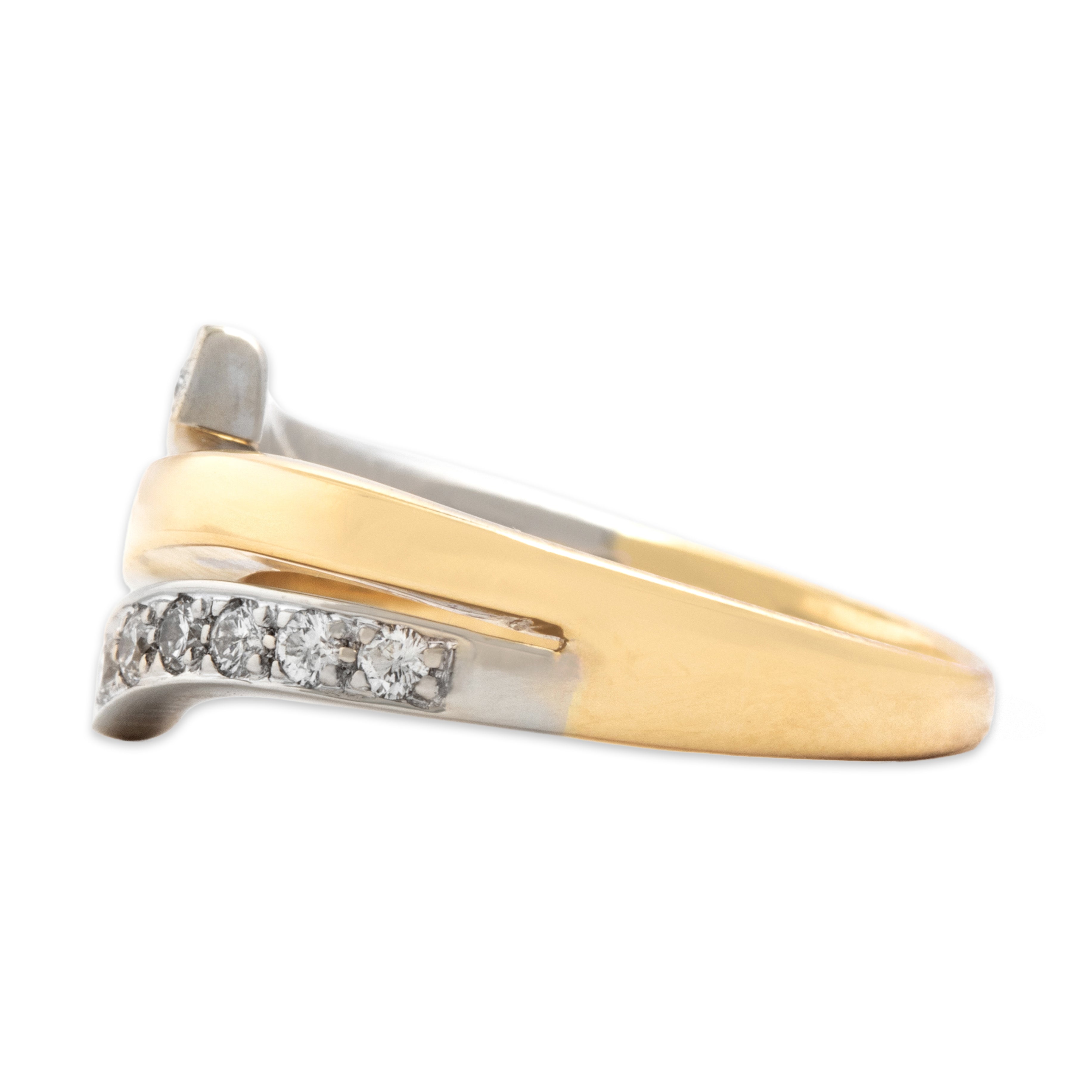 Vintage Heavy 18k Yellow & White Gold Diamond Spectacular Wavy Wrap Band Ring - Side view