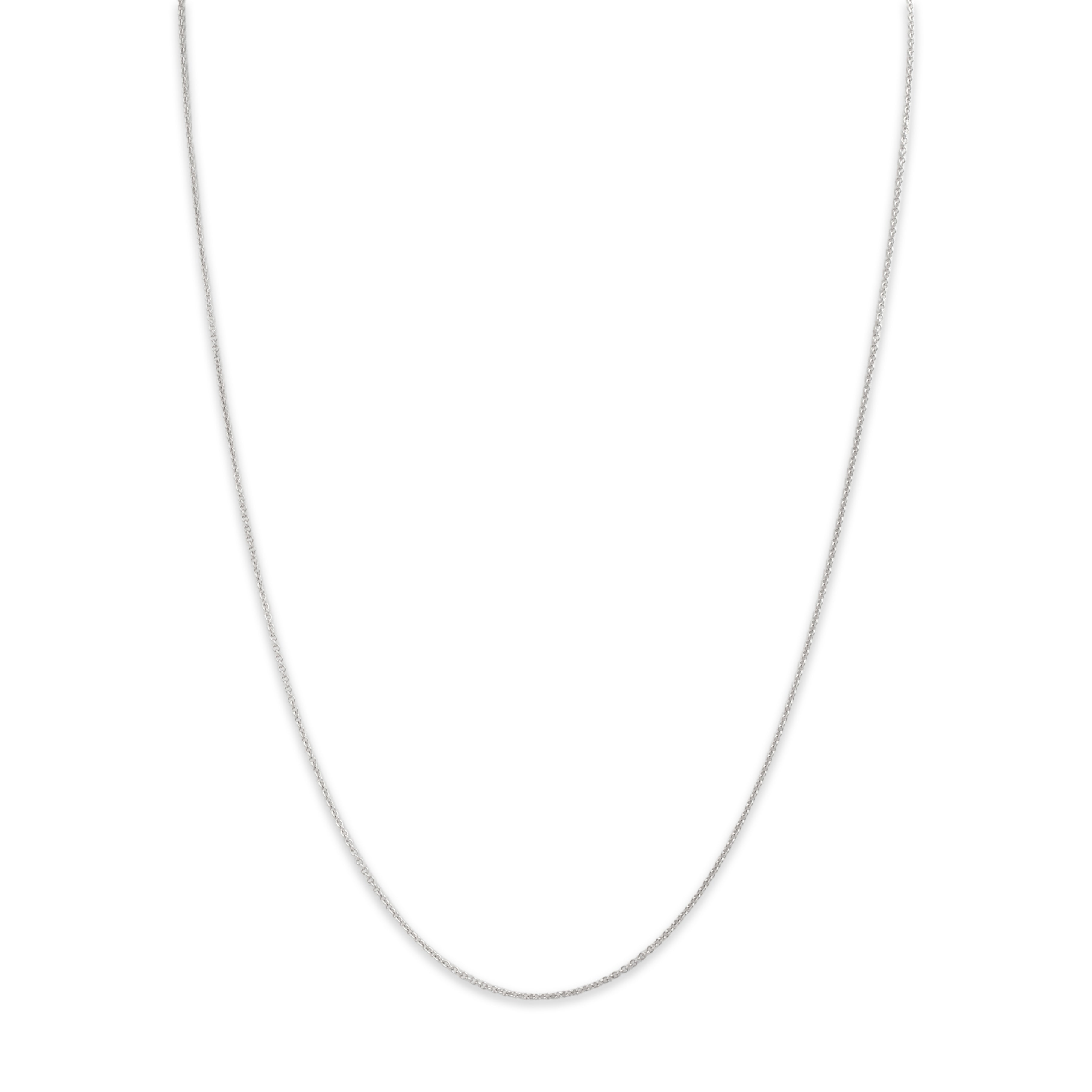 Vintage Italian 18k White Gold Delicate Everyday Cable 1mm Adjustable Chain - Close-up view