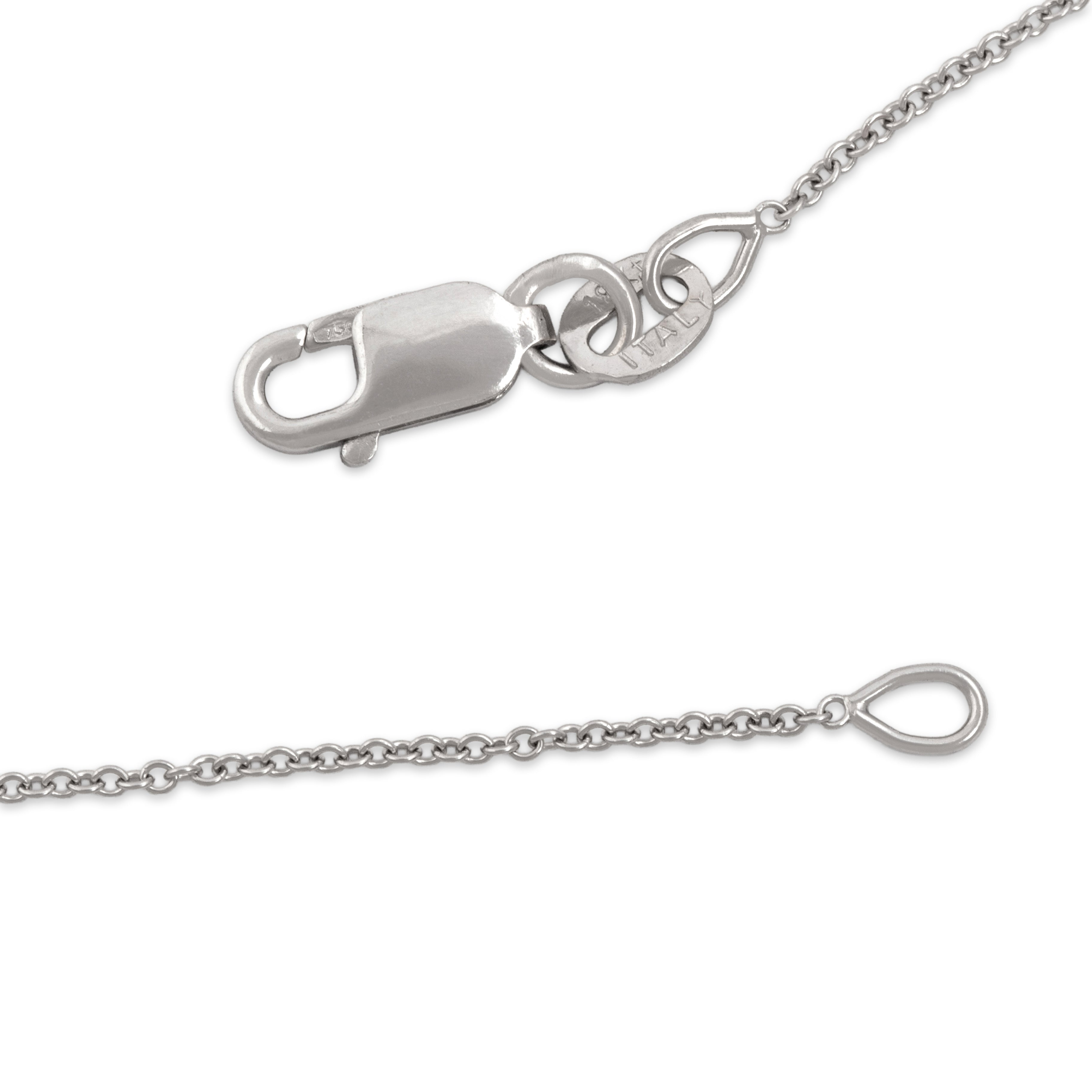Vintage Italian 18k White Gold Delicate Everyday Cable 1mm Adjustable Chain - clasp view