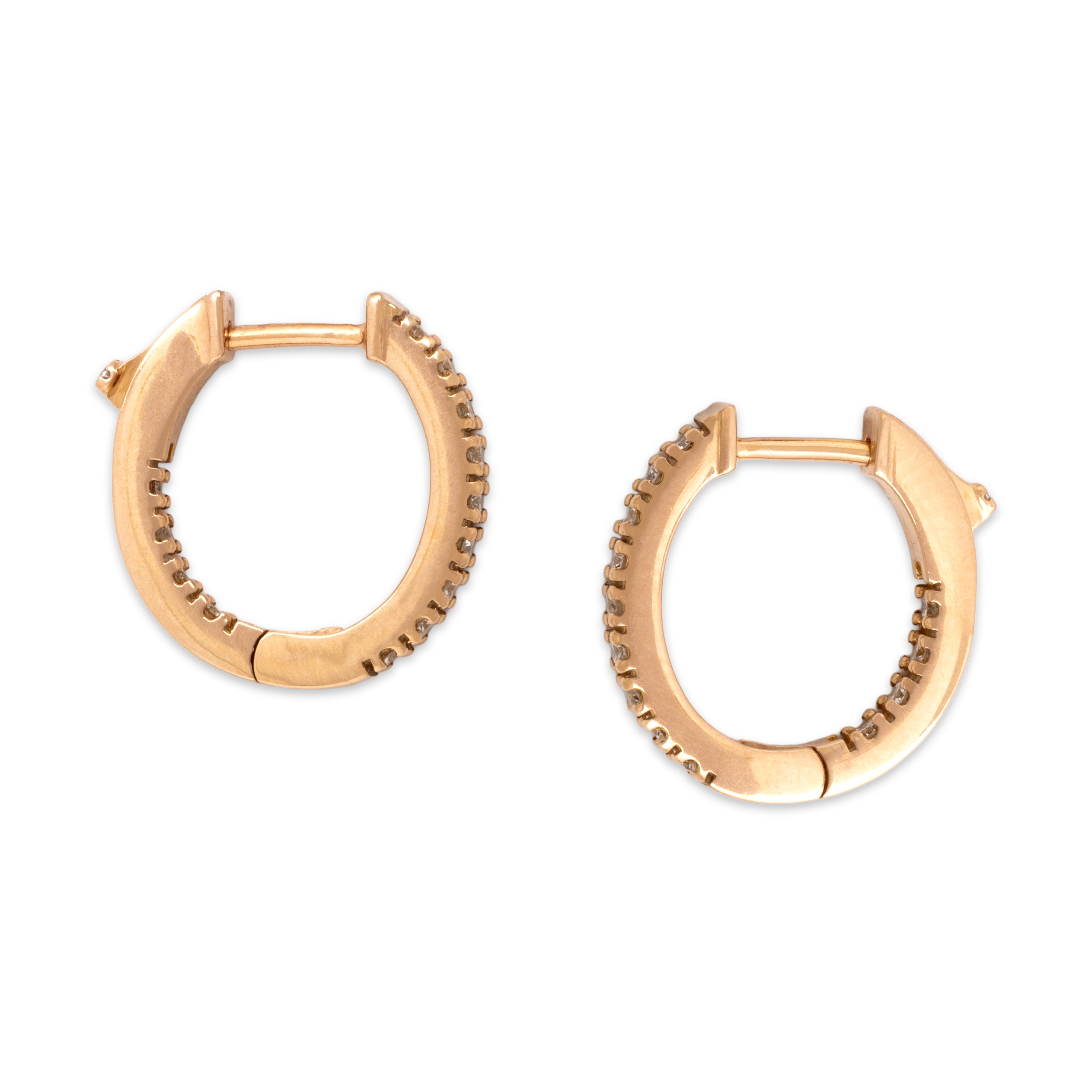 Estate Italian 18k Rose Gold Diamond Chic Inside-Out Hoop Earrings