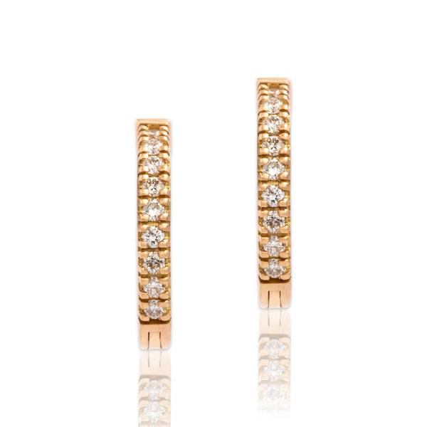 Estate Italian 18k Rose Gold Diamond Chic Inside-Out Hoop Earrings