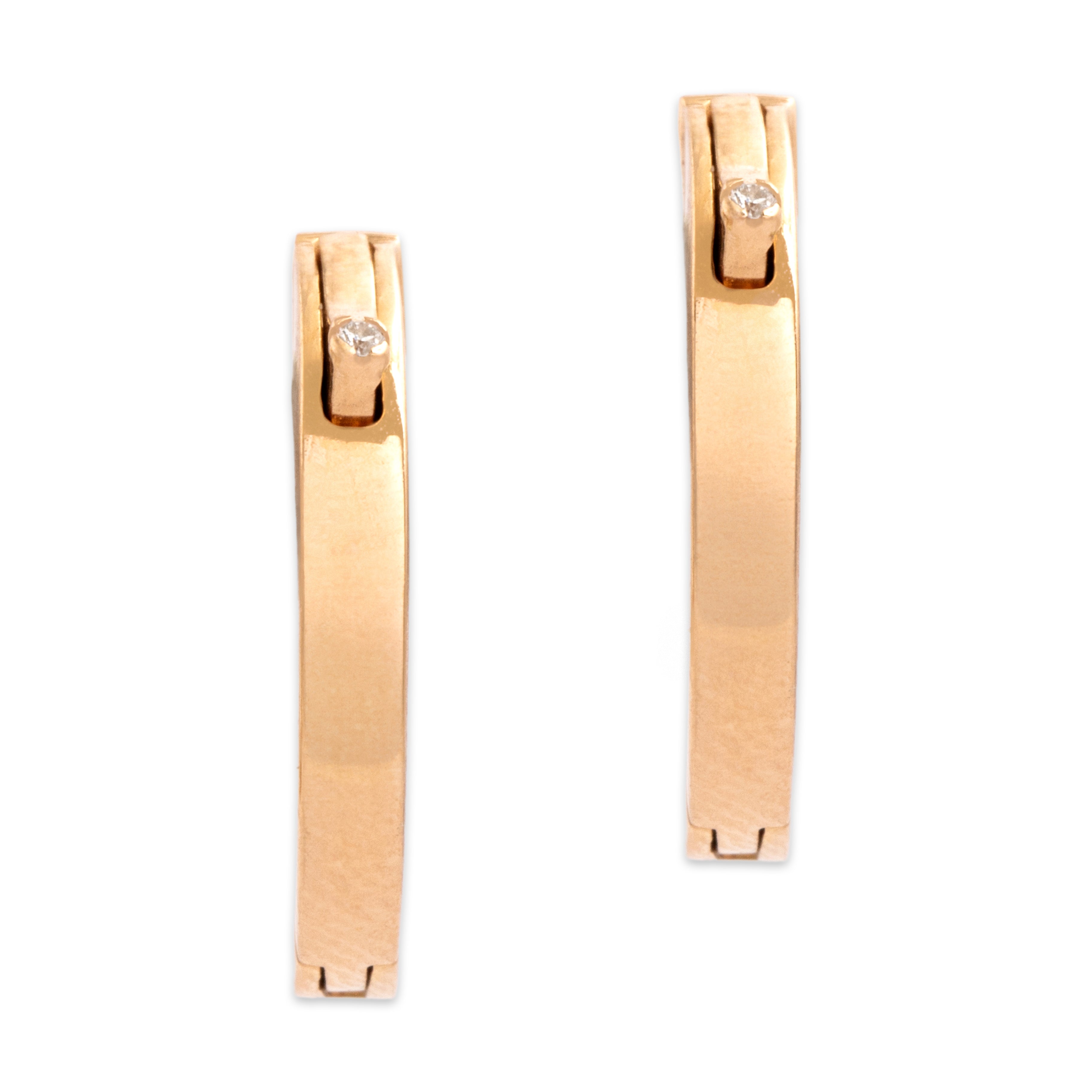 Estate Italian 18k Rose Gold Diamond Chic Inside-Out Hoop Earrings - detail view #2
