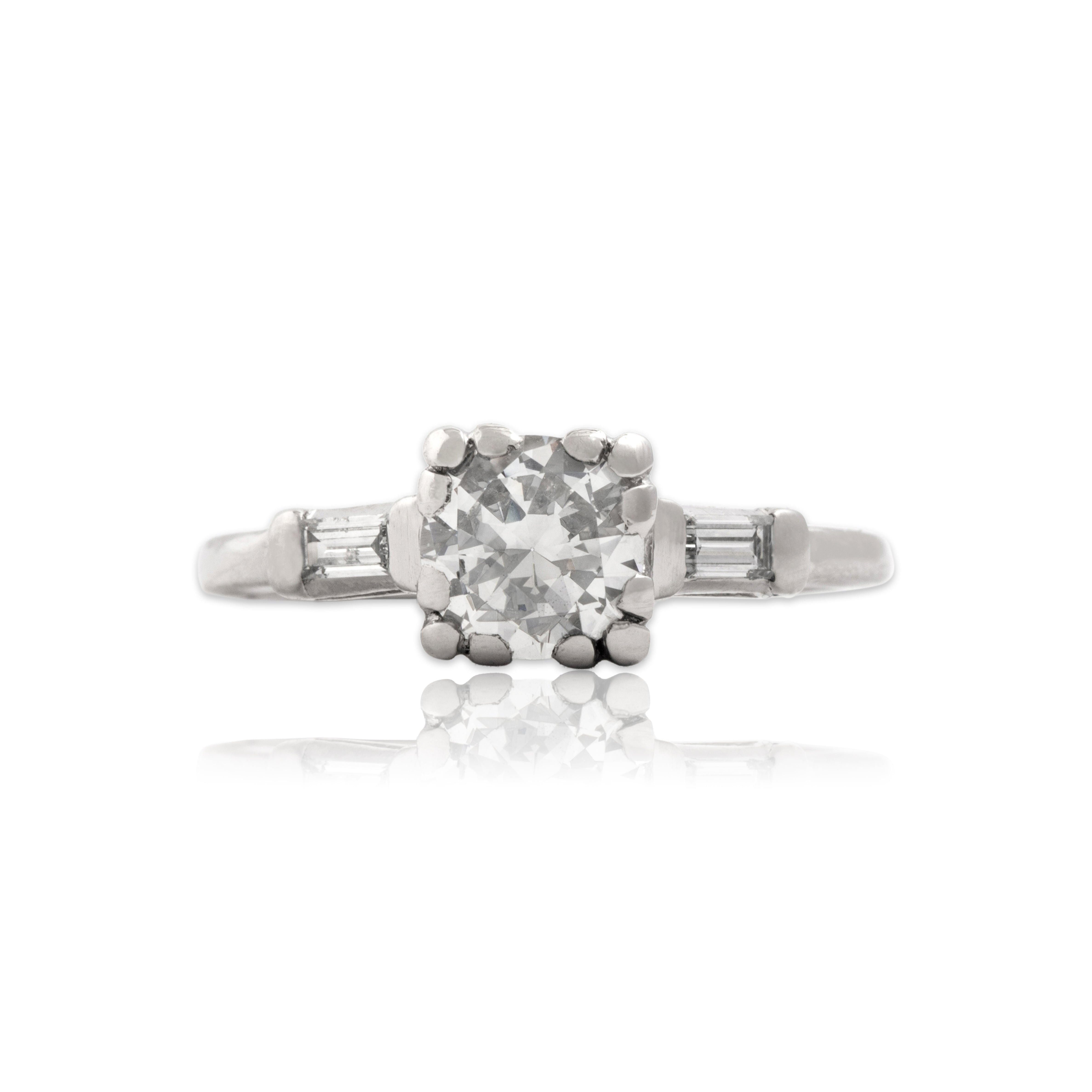 Vintage Platinum 1.02cttw Old European Cut Diamond Sparkling Trio Ring 7.00