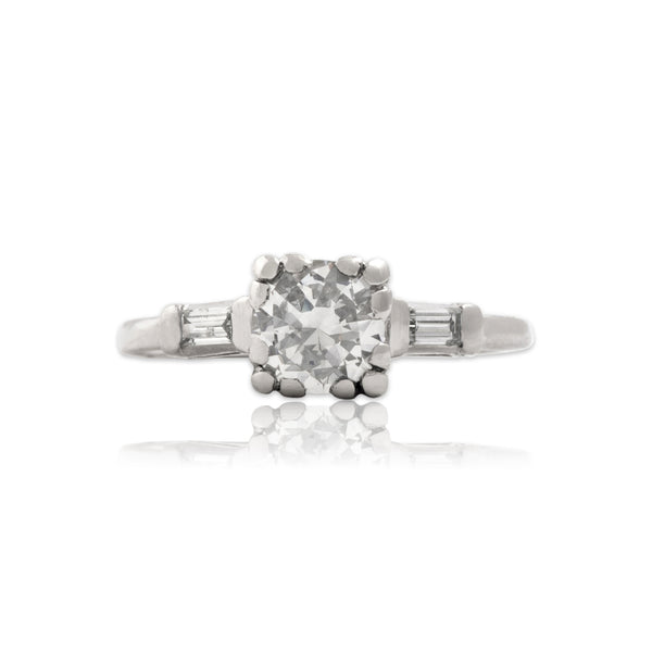 Vintage Platinum 1.02cttw Old European Cut Diamond Sparkling Trio Ring 7.00
