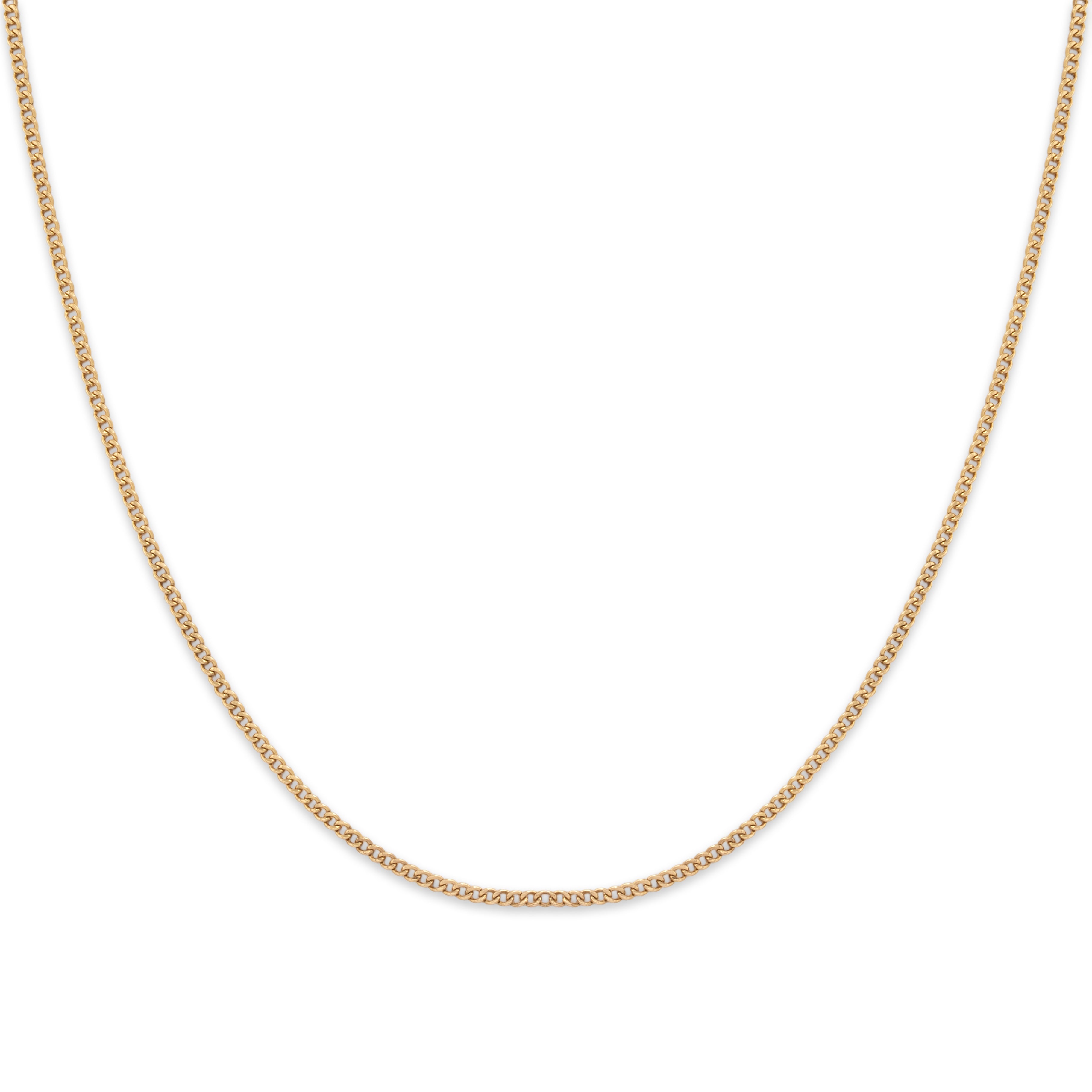 Vintage 14k Yellow Gold Dainty Everyday Curb Link 1.4mm Chain 15.25