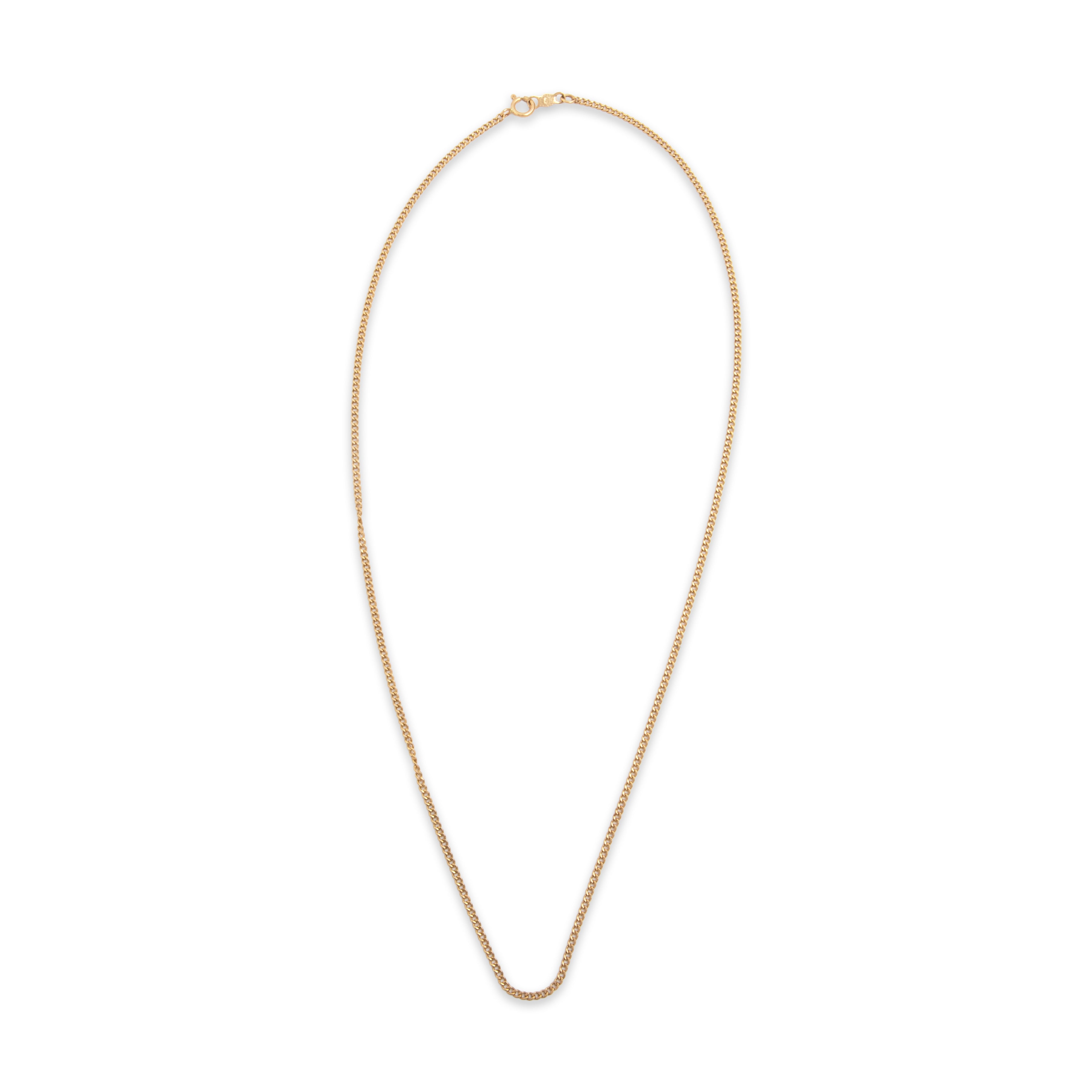 Vintage 14k Yellow Gold Dainty Everyday Curb Link 1.4mm Chain - Overall view