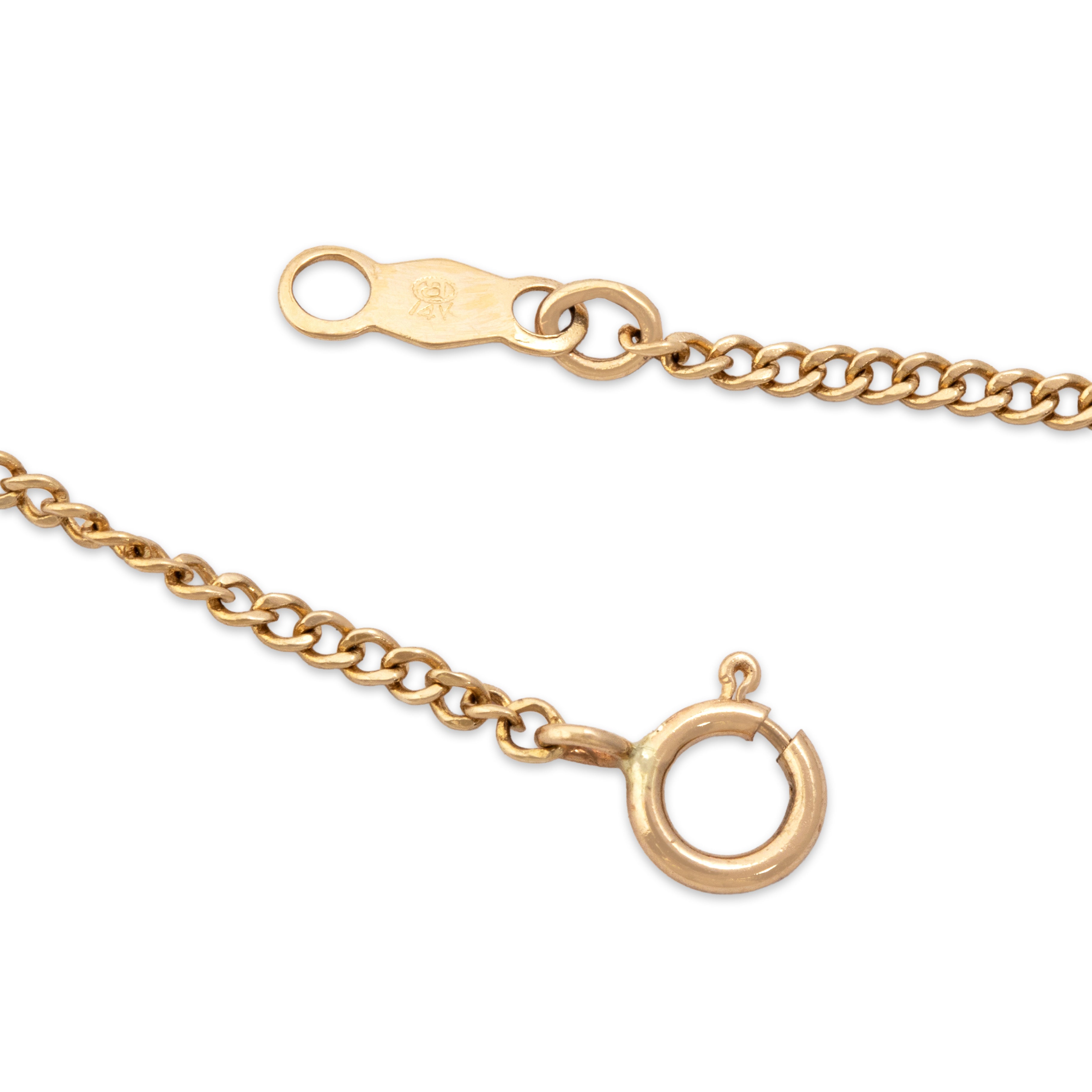 Vintage 14k Yellow Gold Dainty Everyday Curb Link 1.4mm Chain - clasp view