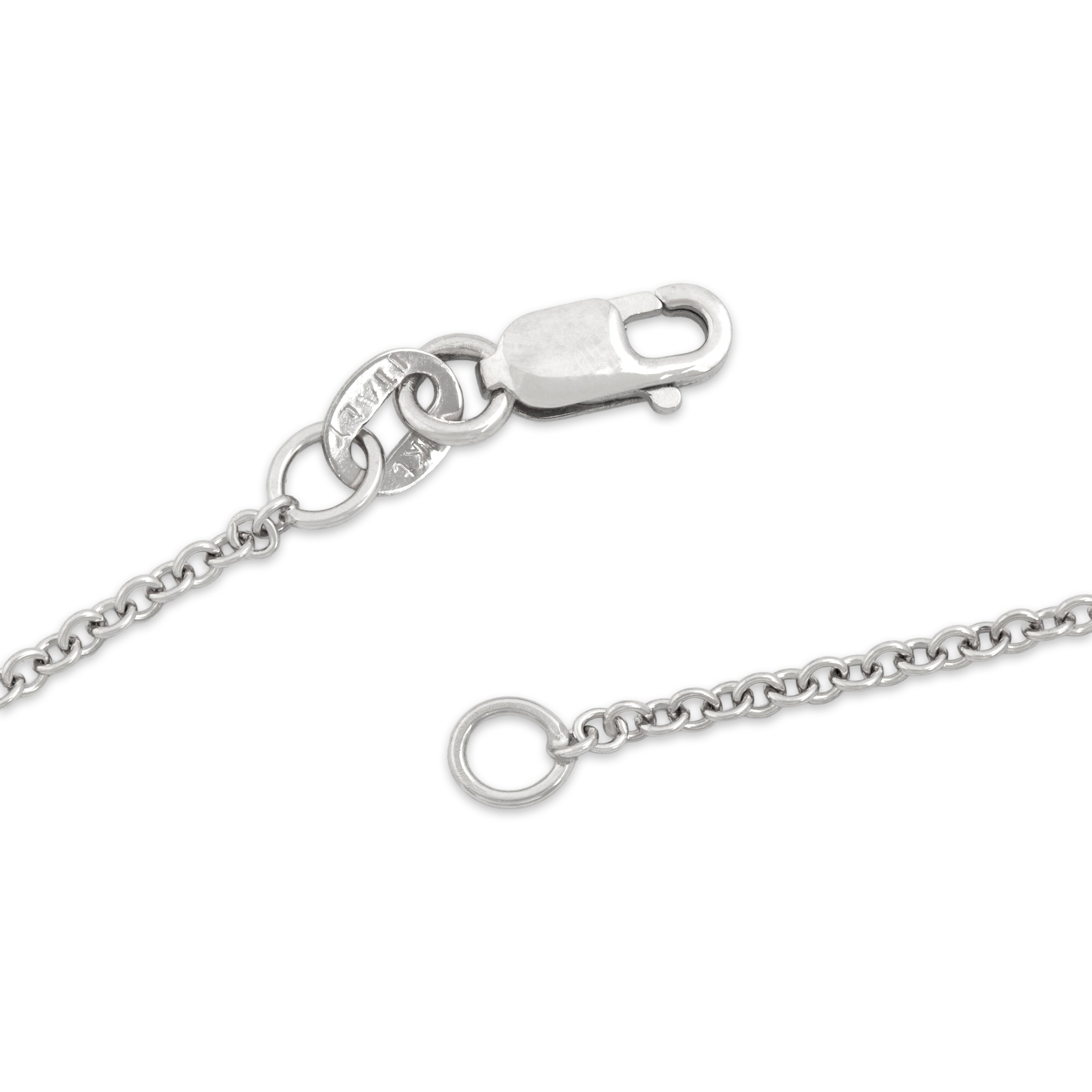 Vintage Italian 14k White Gold Diamond Chic Round Station Necklace - clasp view