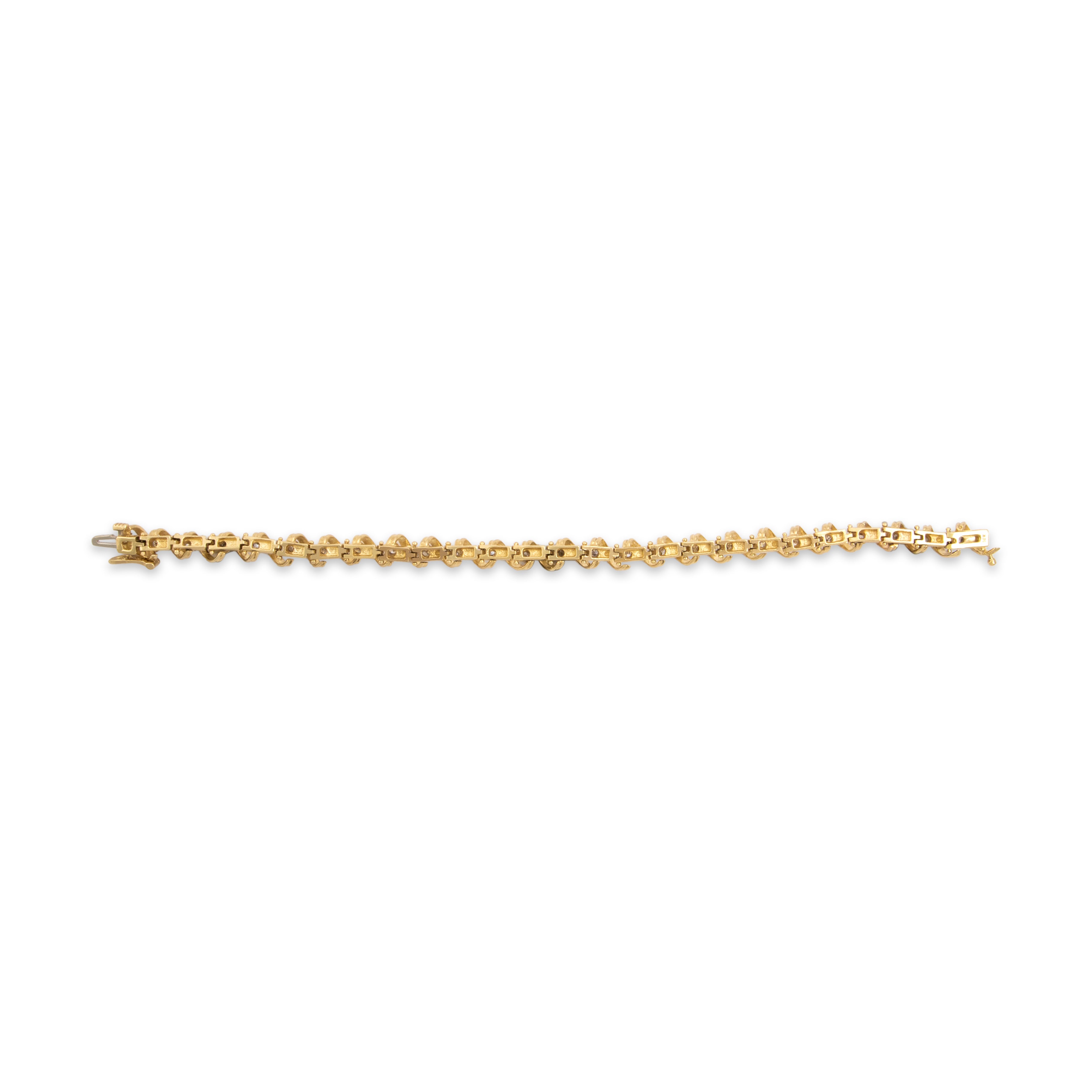 Vintage Heavy 14k Yellow Gold .8cttw Diamond Sculptural Wrapped Spiral Link Tennis Bracelet - Back view