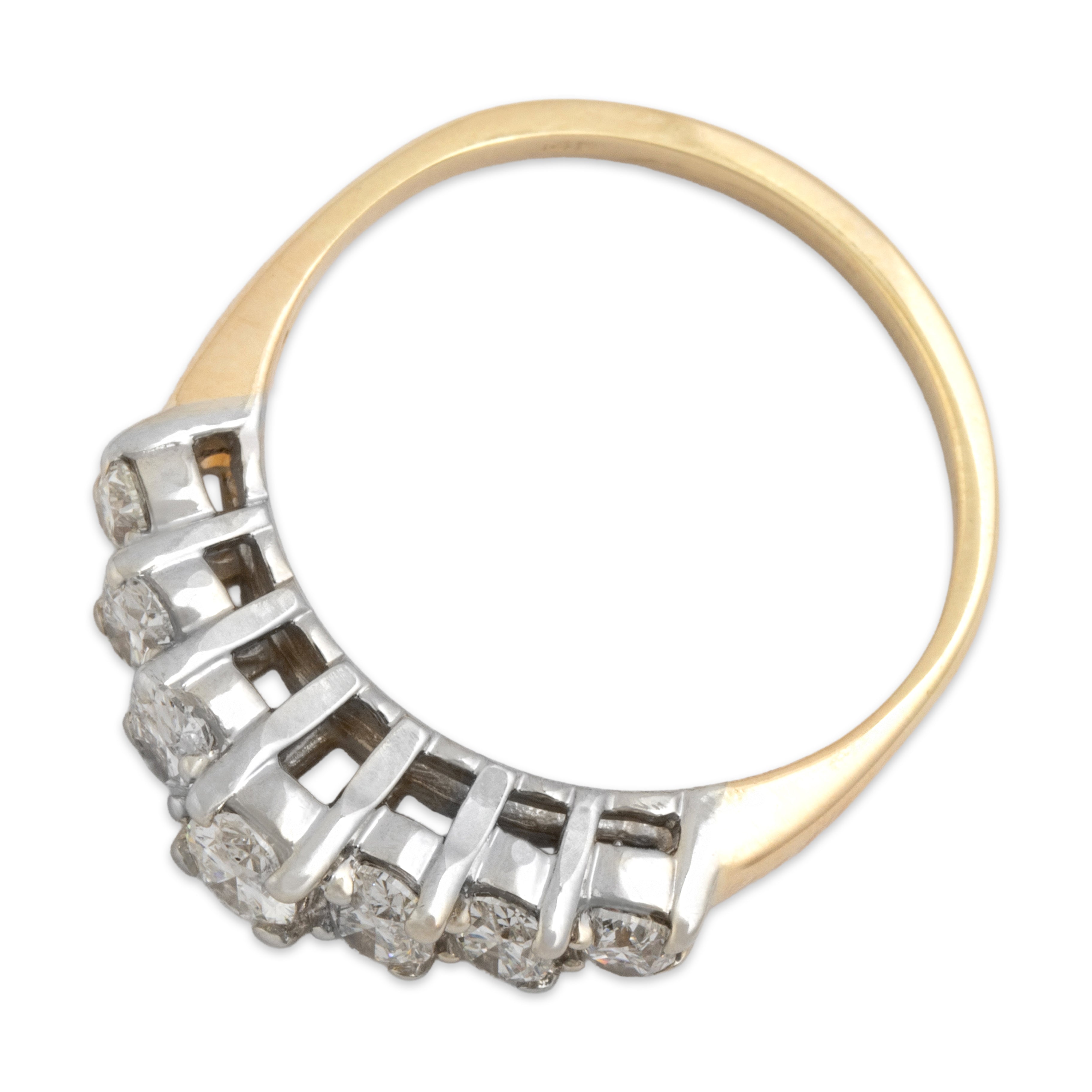 Vintage 14k Yellow & White Gold .93cttw Diamond Dazzling Graduated Oval Step Ring - Overall view