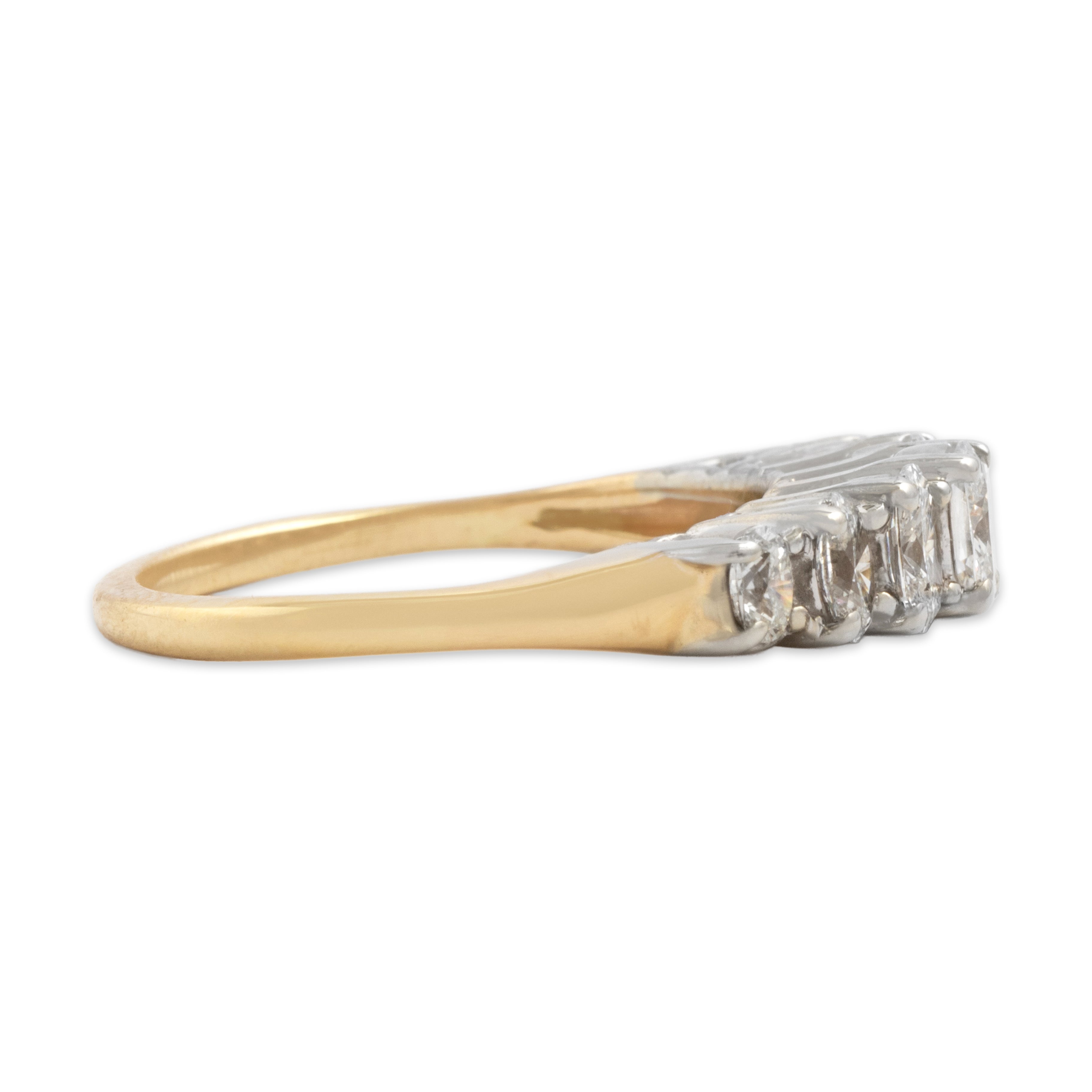 Vintage 14k Yellow & White Gold .93cttw Diamond Dazzling Graduated Oval Step Ring - Side view