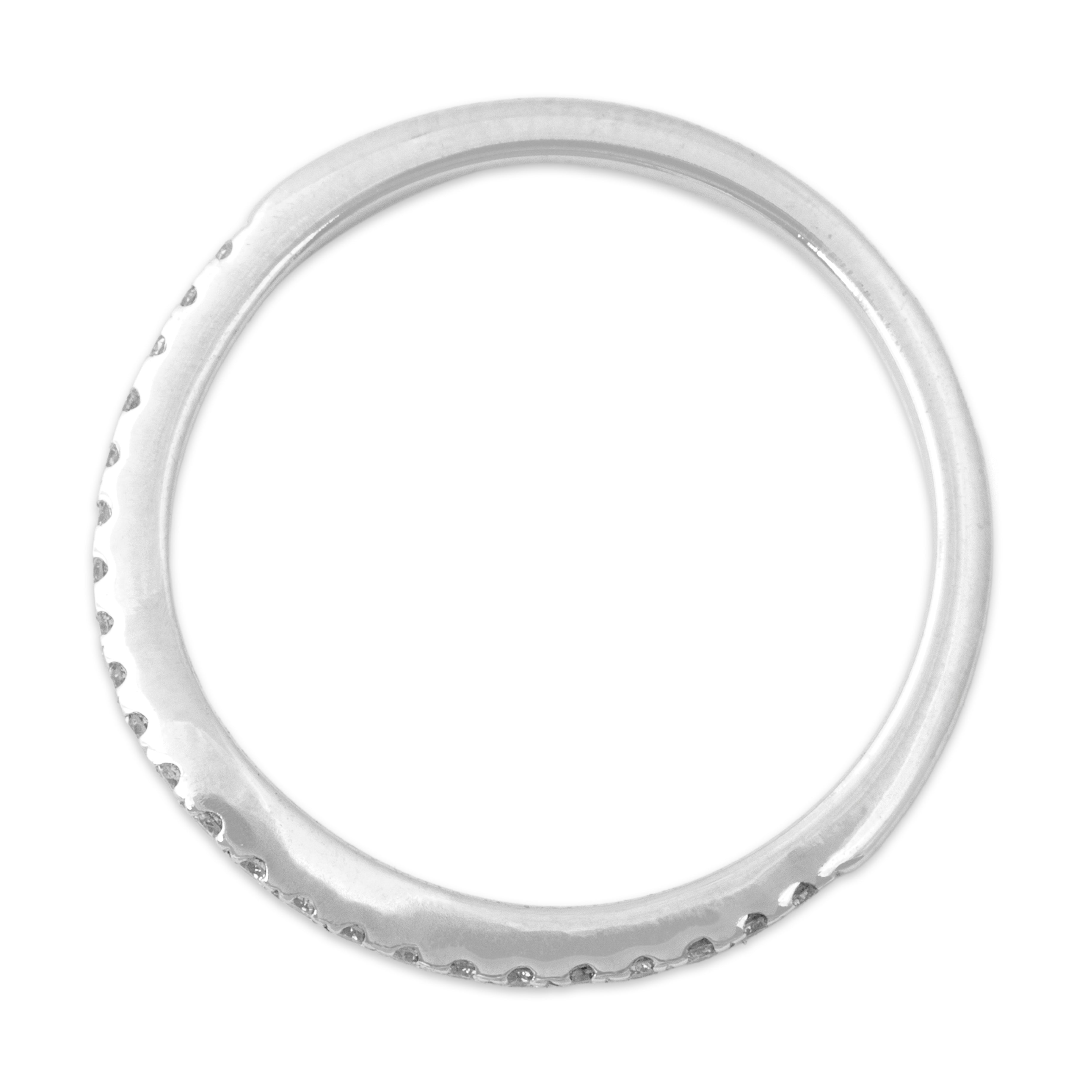 Estate 14k White Gold Diamond Chic Curved Band Ring - detail view #1
