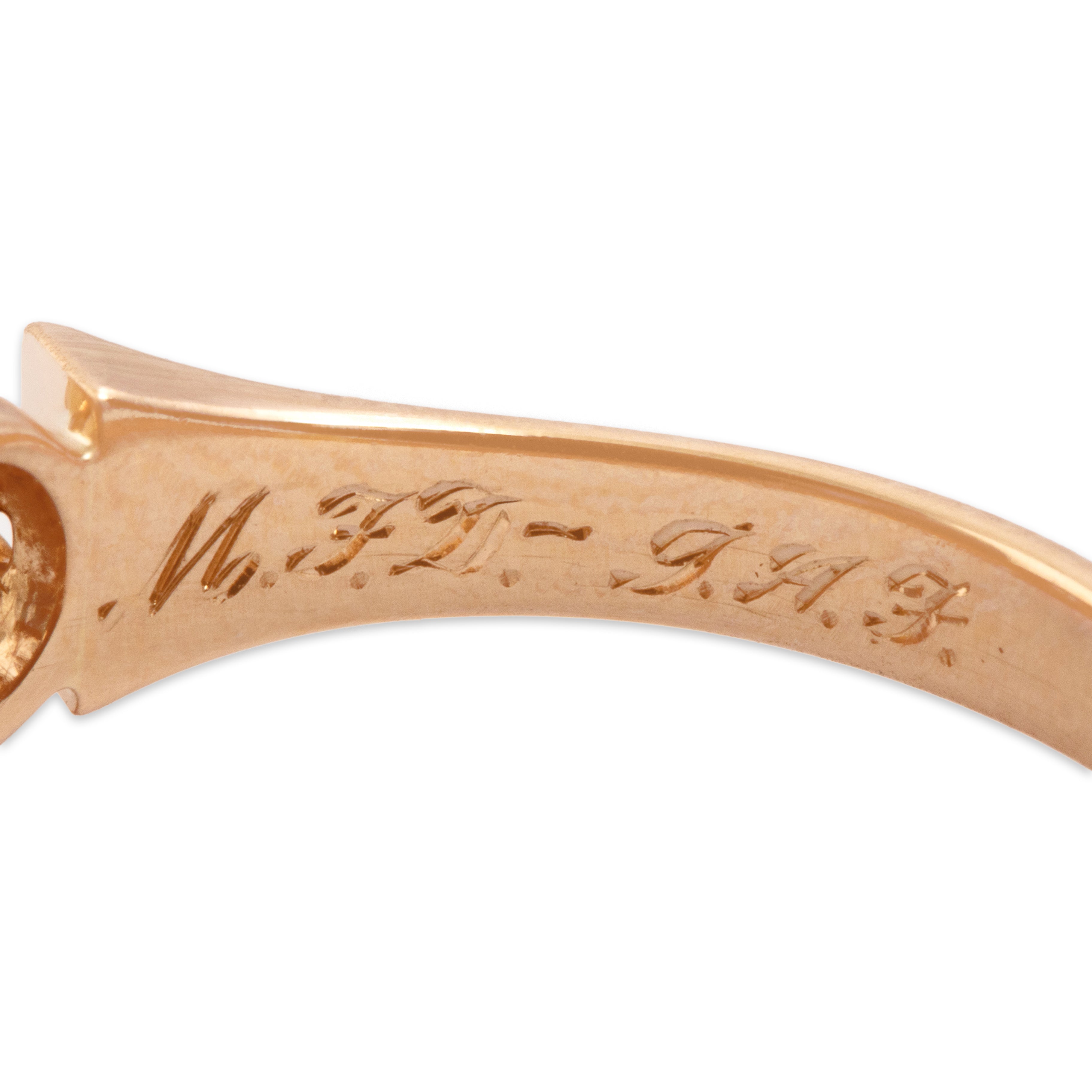 Antique 14k Rose Gold Old European Cut Diamond Superb Belcher-Set Solitaire Ring - Hallmark view