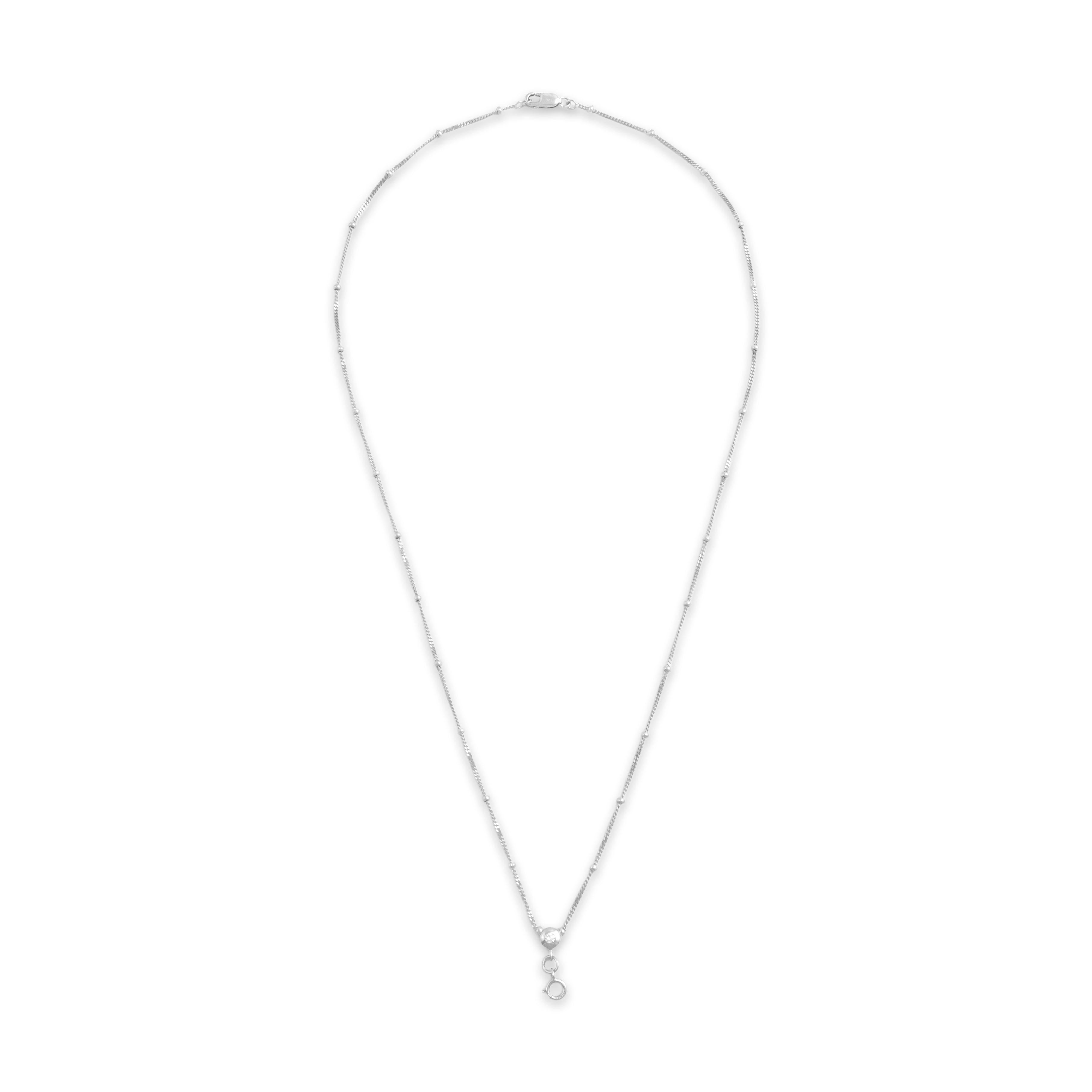 Vintage 14k White Gold Diamond Chic Lariat Station Necklace - Overall view