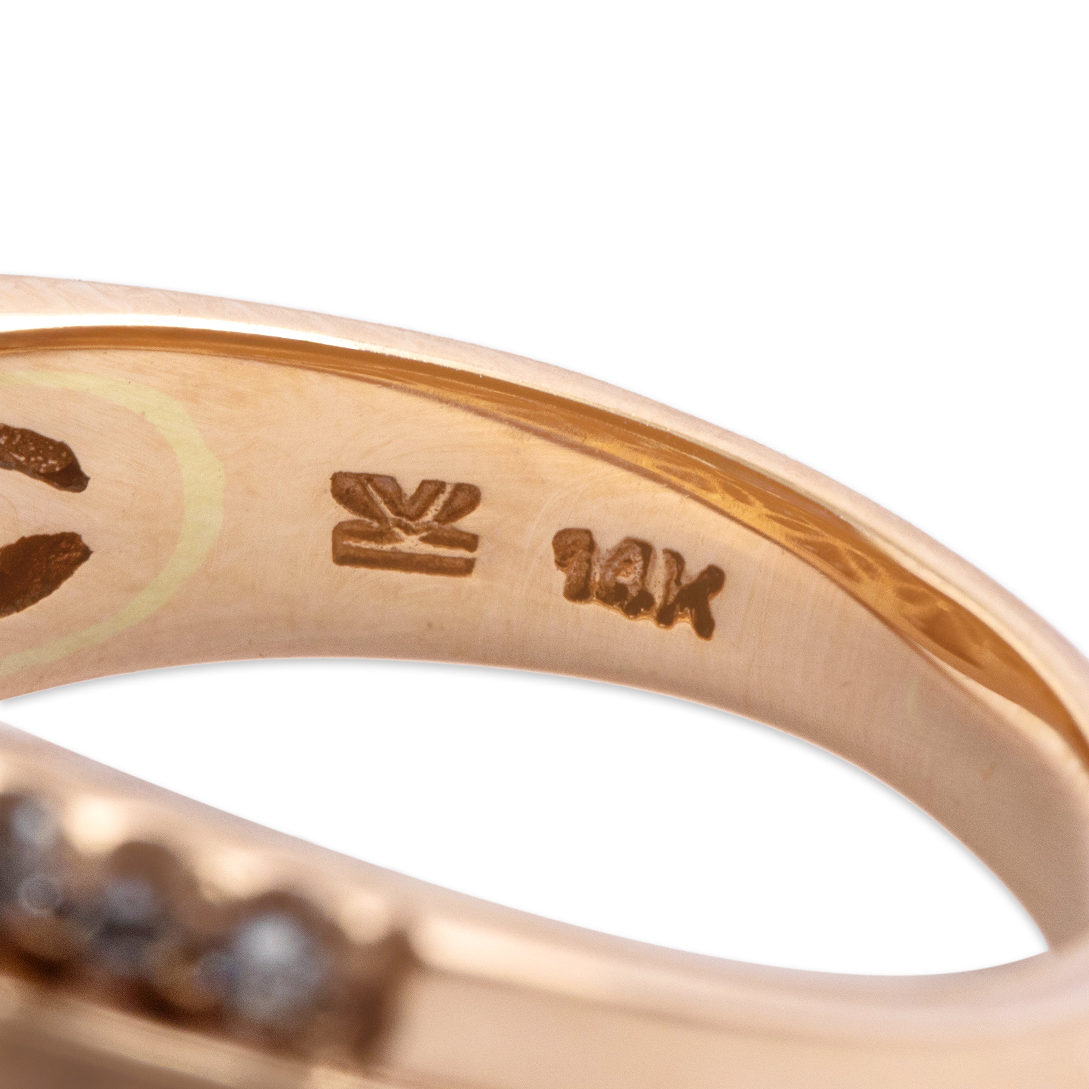 Estate 14k Rose Gold .63cttw Champagne Diamond Diamond Sparkling Wavy Band Ring - Hallmark view