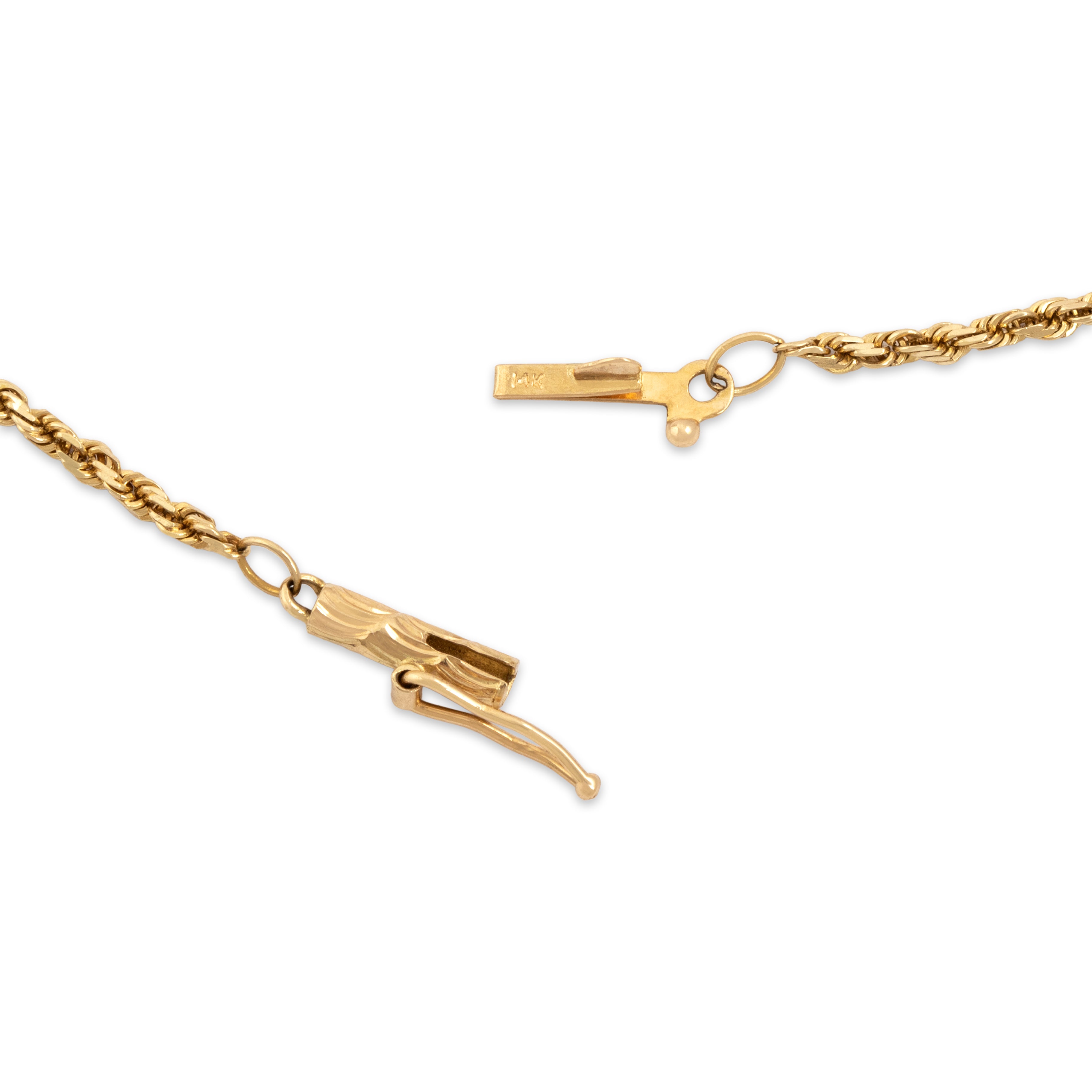 Vintage 14k Yellow Gold Stackable Twisted Rope Link 1.8mm Chain - clasp view