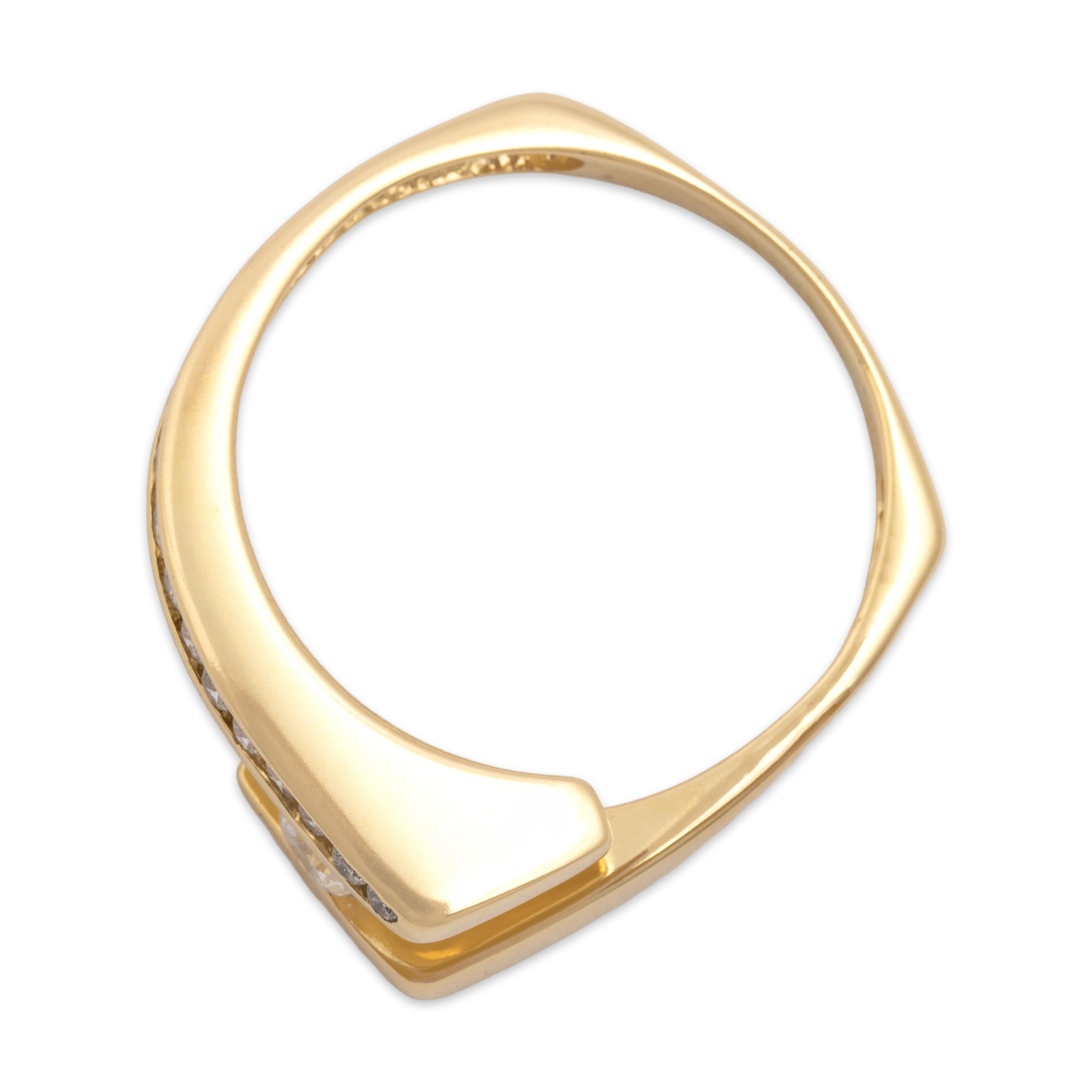 Vintage 14k Yellow Gold Diamond Asymmetric Channel Bypass Ring - detail view #1