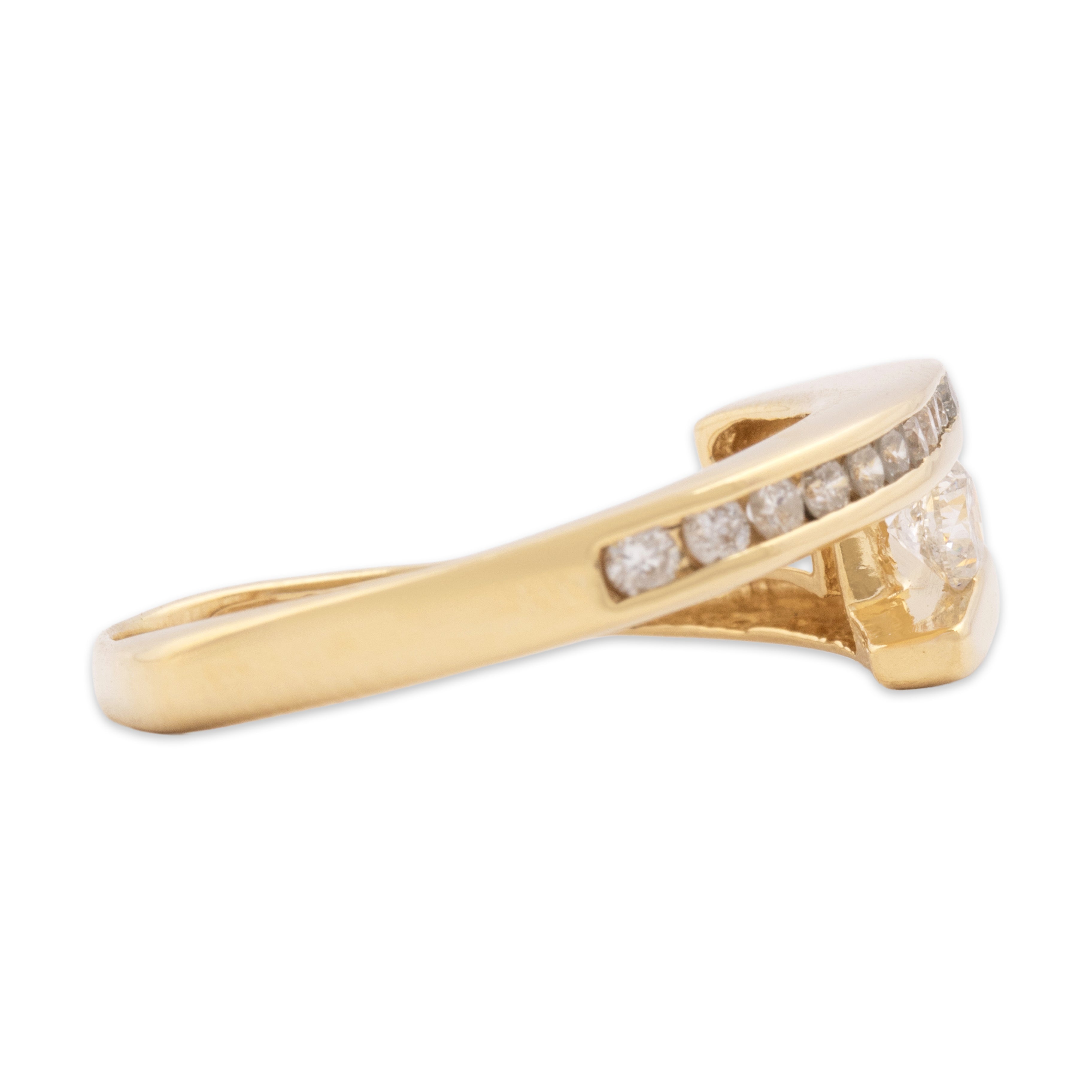 Vintage 14k Yellow Gold Diamond Asymmetric Channel Bypass Ring - Side view