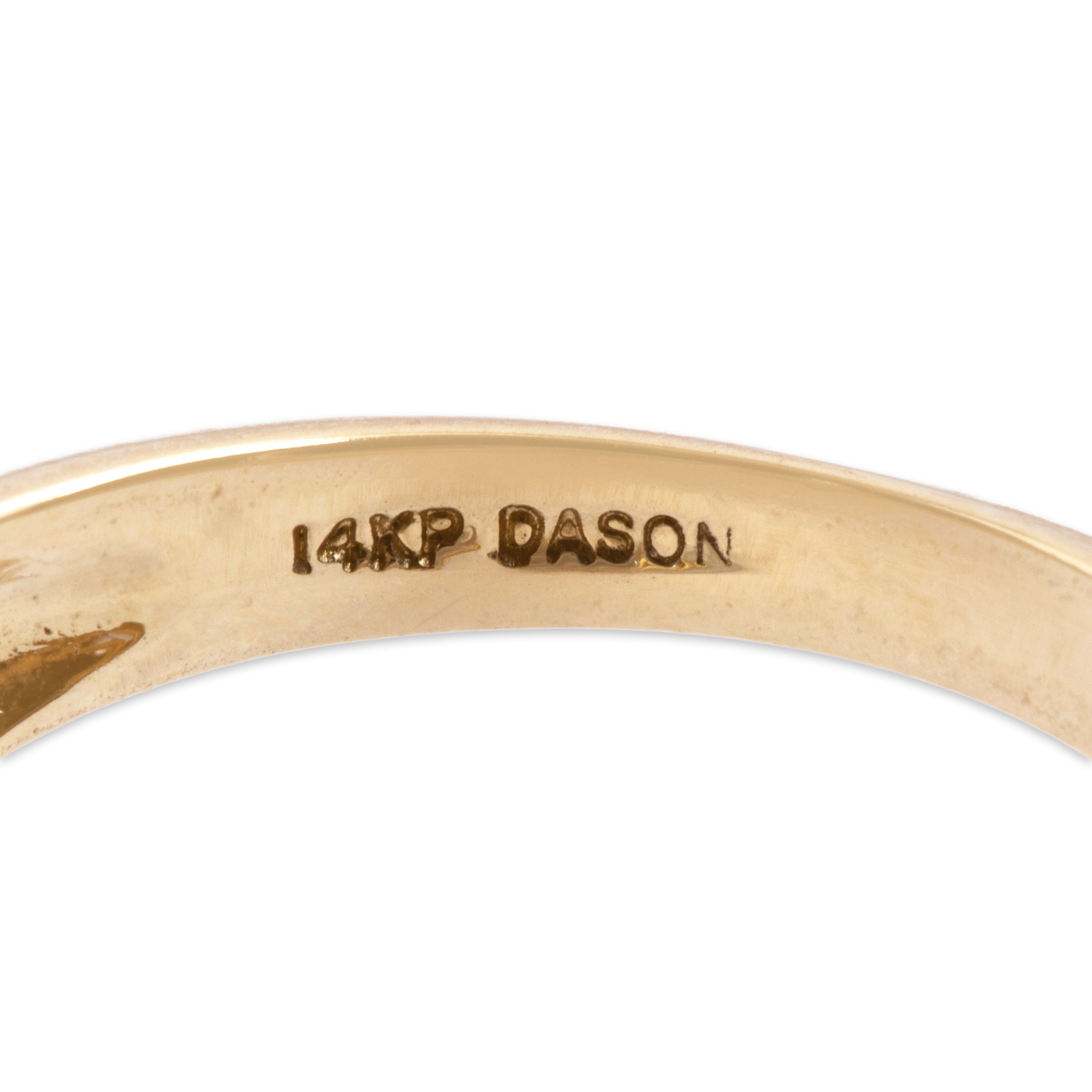 Vintage 14k Yellow Gold 6.81ct Blue Topaz Refined East-West Oval Ring - Hallmark view