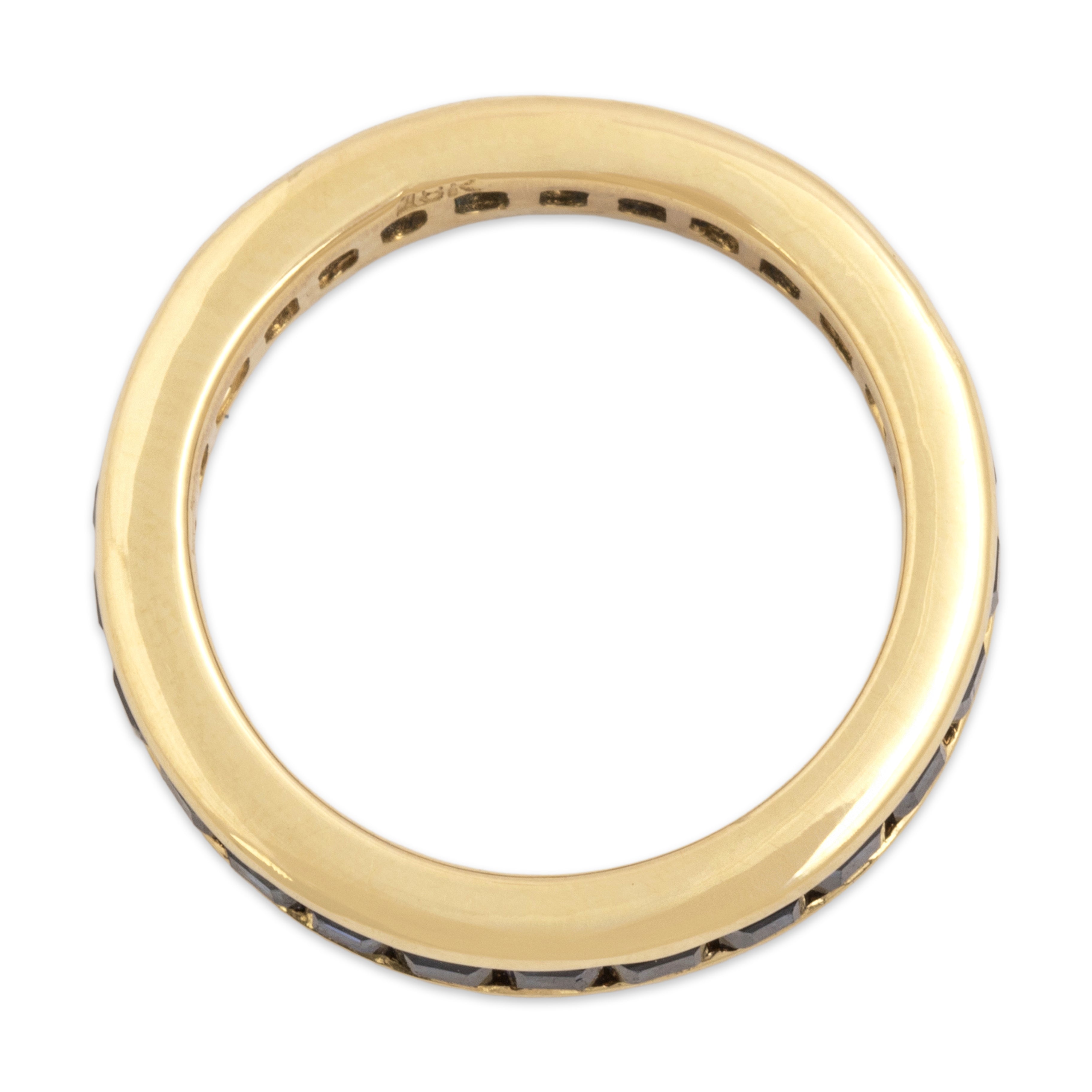 Vintage 18k Yellow Gold 1.39cttw Blue Sapphire Classic Eternity Band Ring - detail view #1