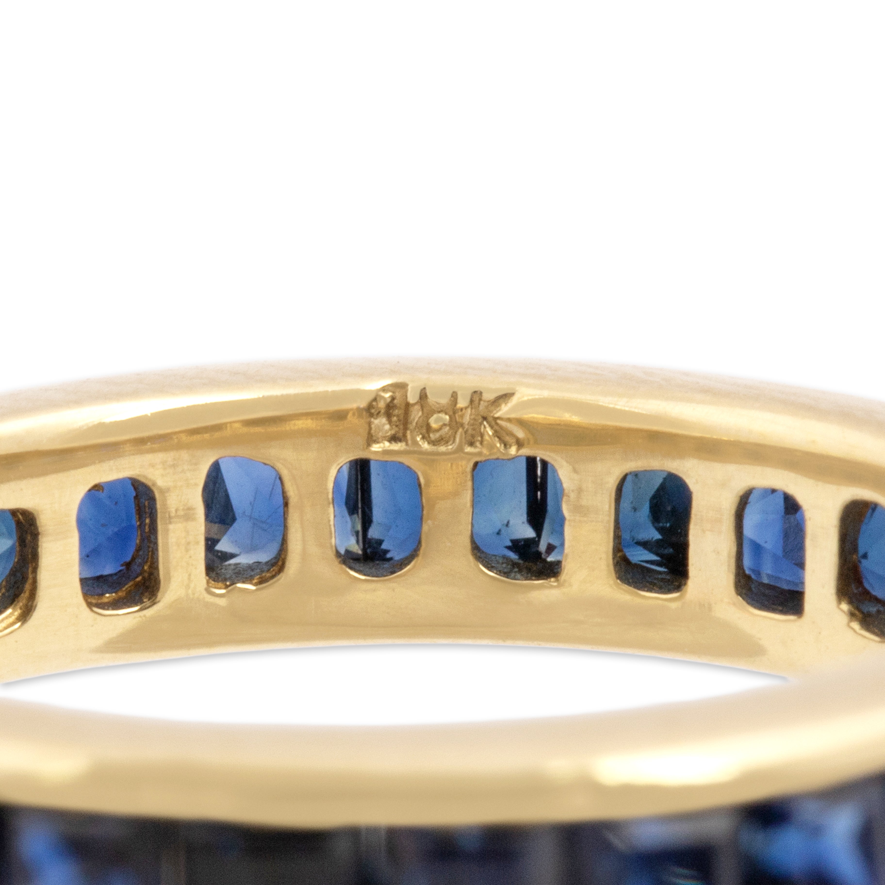 Vintage 18k Yellow Gold 1.39cttw Blue Sapphire Classic Eternity Band Ring - Hallmark view