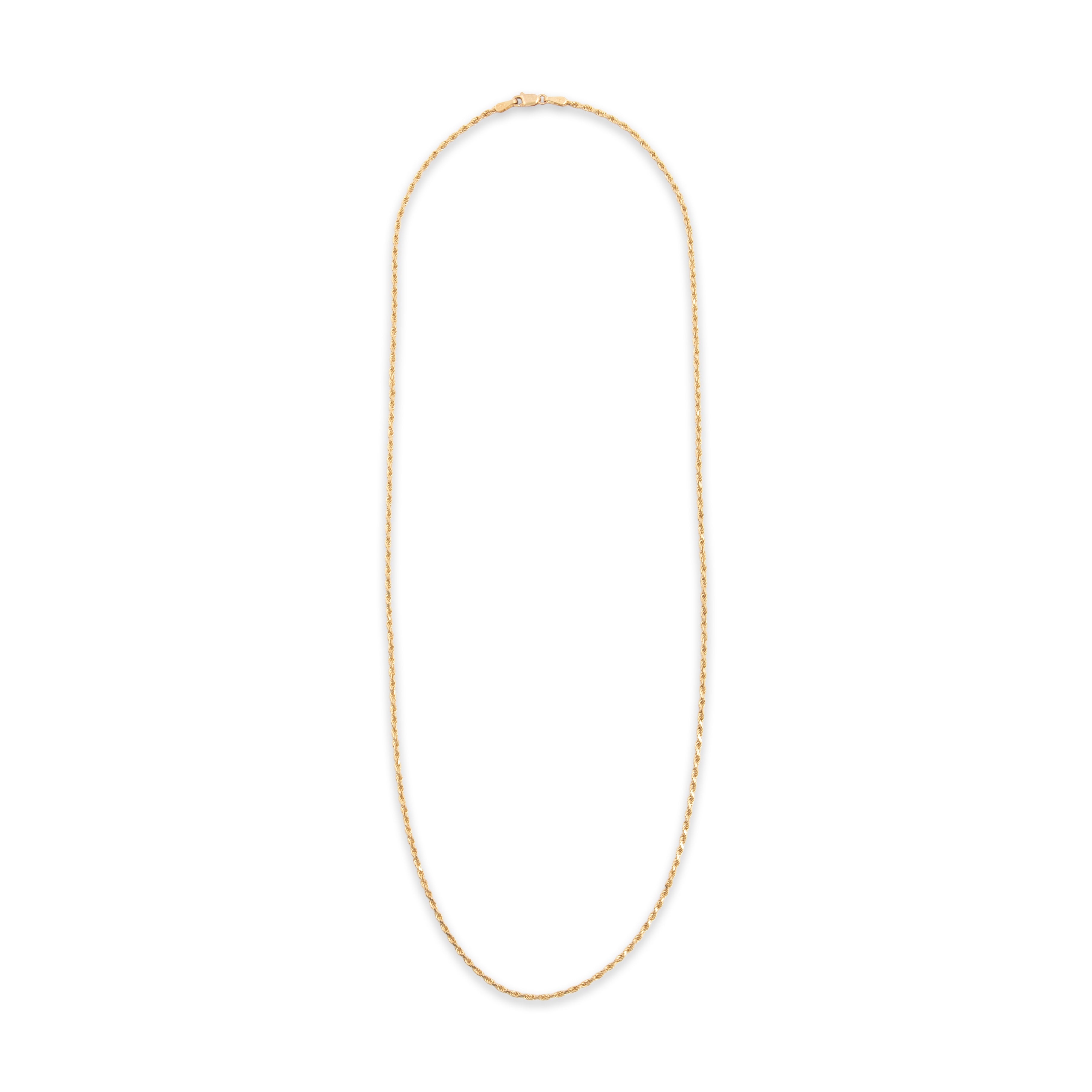 Vintage 14k Yellow Gold Classic Rope 1.7mm Chain - Overall view
